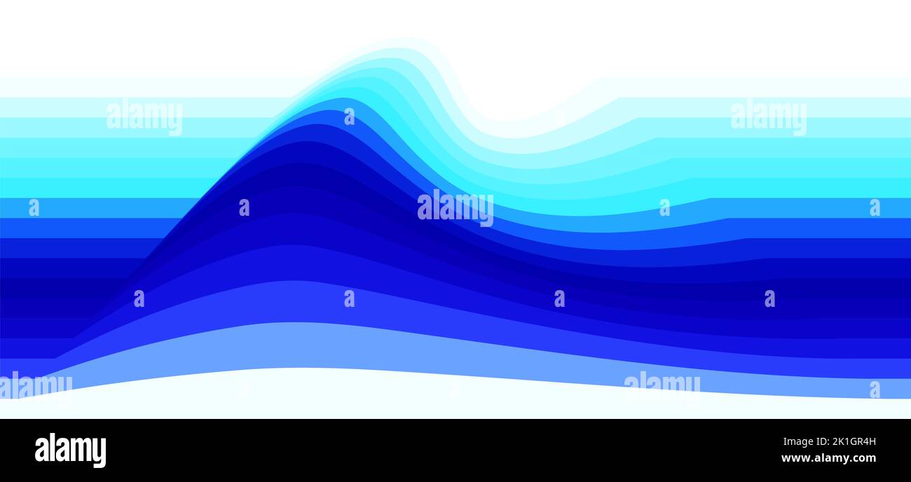 Motivo astratto a strisce con perturbazione blu media su sfondo bianco. Modello grafico vettoriale scorrevole Illustrazione Vettoriale