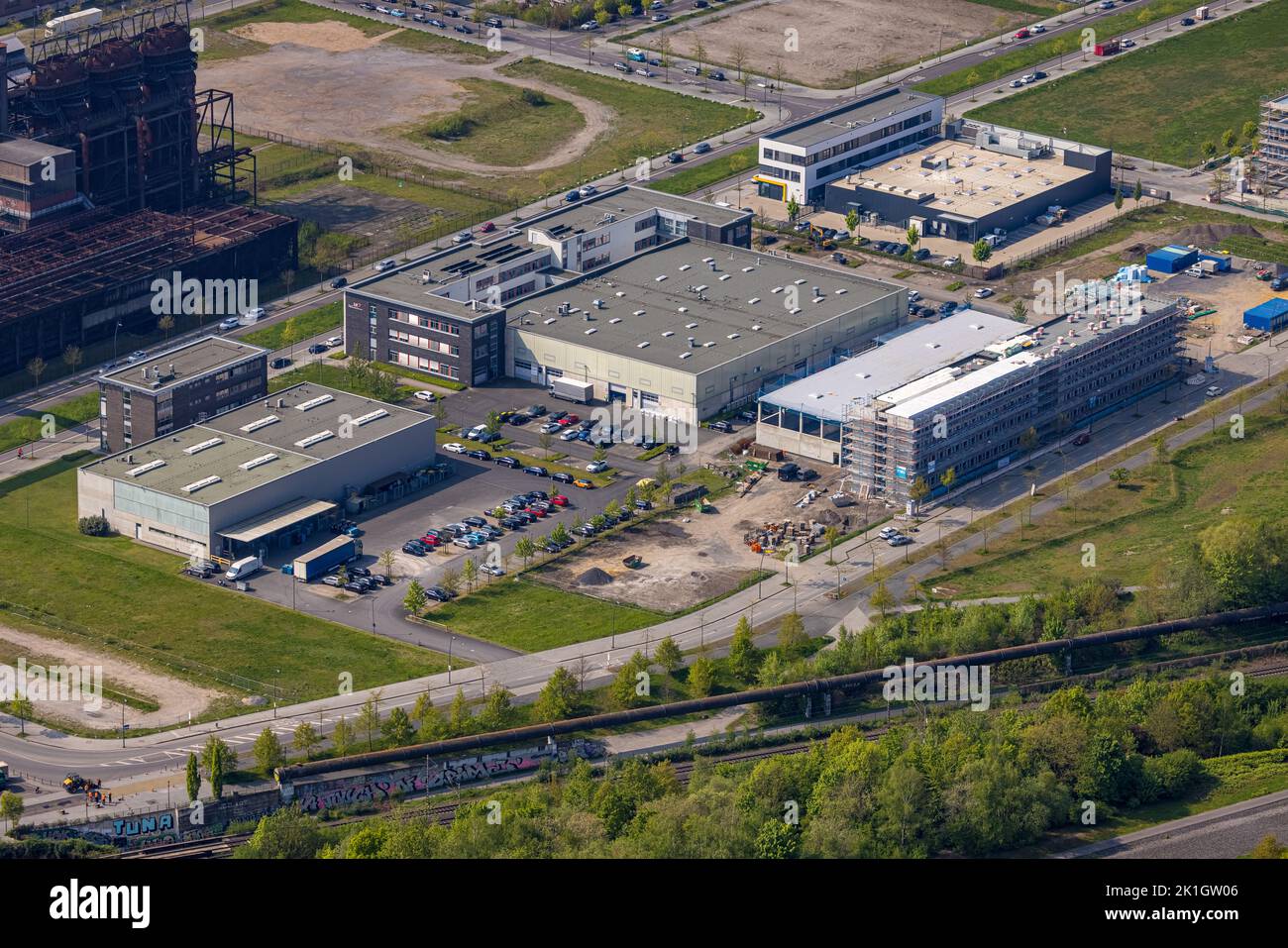 Veduta aerea di PHOENIX West , ex acciaieria Phoenix, ZFP - Centro per la tecnologia di produzione Dortmund , MST: MST.Factory dortmund, Hörde, Dortmund Foto Stock
