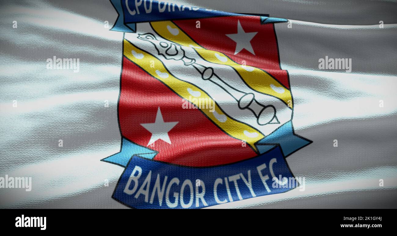 Barcellona, Spagna - 17 settembre 2022: Squadra di calcio Bangor City FC, logo della squadra di calcio. 3D illustrazione, Editoriale illustrativo. Foto Stock