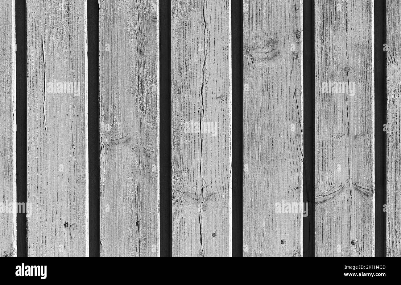 Parete di legno rurale grigia, sfondo bianco e nero texture foto Foto Stock