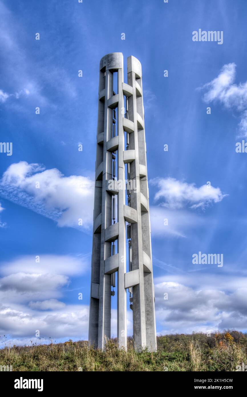 La Torre delle voci al Flight 93 Memorial del 11th settembre a Stoystown, Pennsylvania. Foto Stock