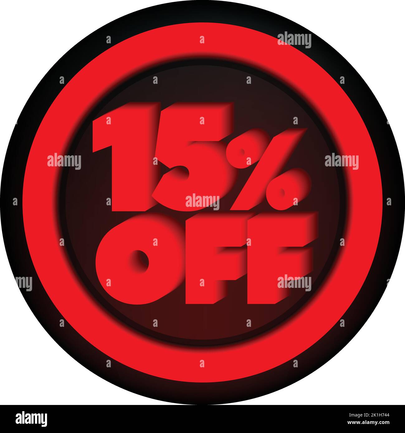 TAG 15% DI SCONTO PULSANTE NERO VENERDÌ PROMOZIONE PER GRANDI VENDITE Illustrazione Vettoriale