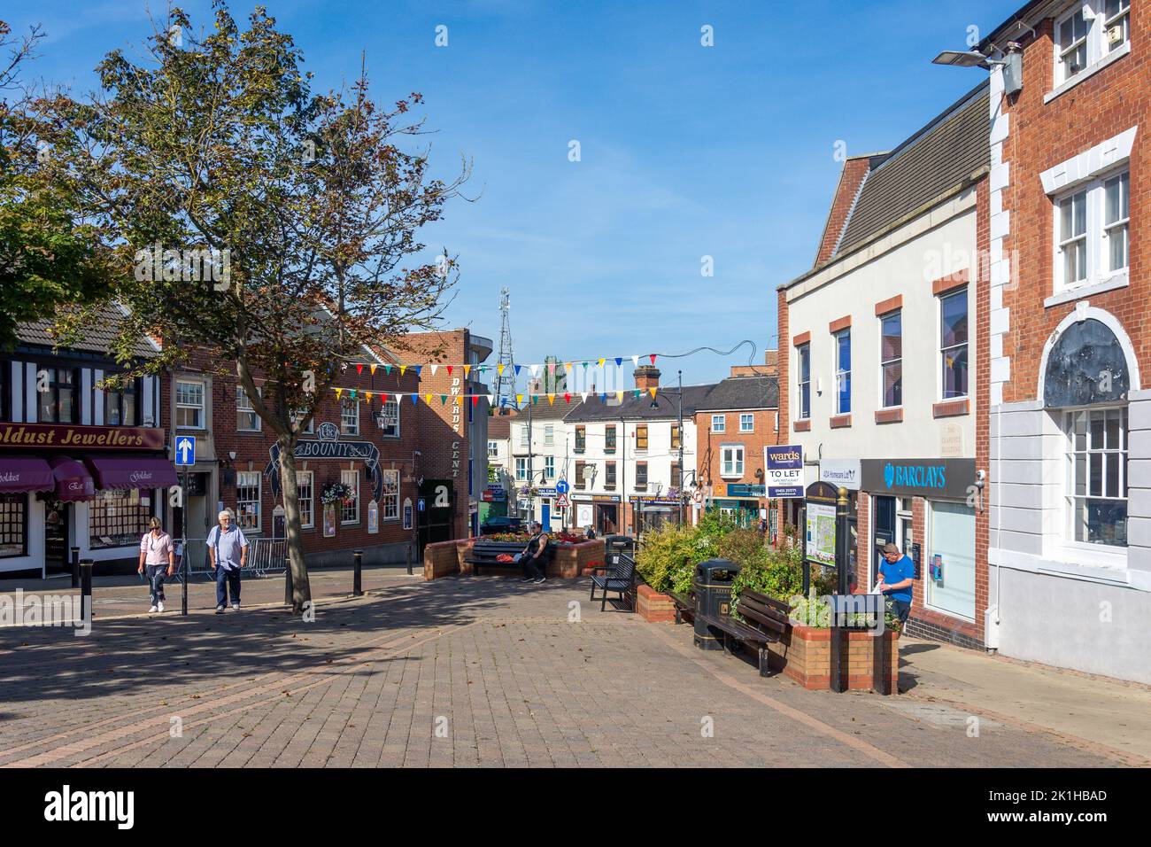 Market Square, Hinckley, Leicestershire, Inghilterra, Regno Unito Foto Stock