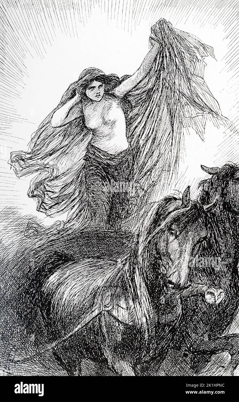 La notte — Nott in NORSE Mythology — è la notte personificata, una dea delle tenebre, del sonno e dei sogni. Foto Stock