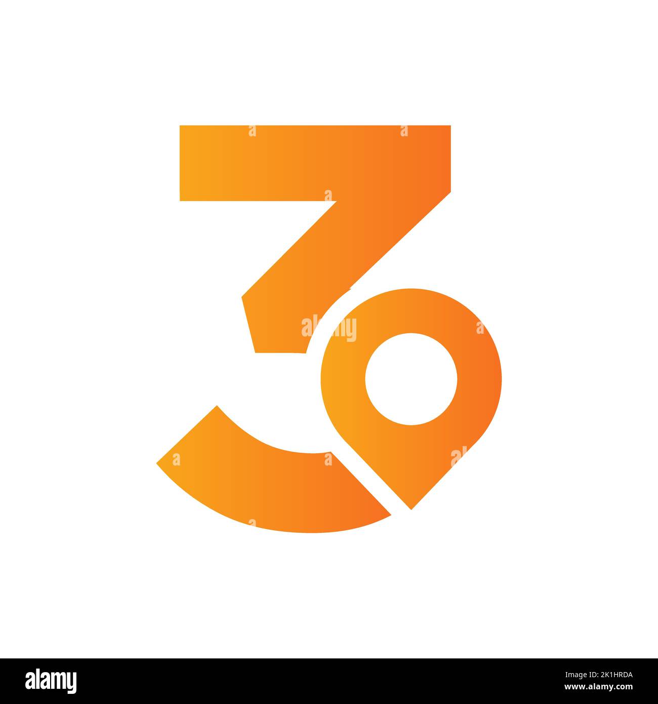 Lettera 3 posizione Logo Design Sign. Concetto di icona di posizione con alfabeto per modello vettoriale simbolo di direzione della strada Illustrazione Vettoriale