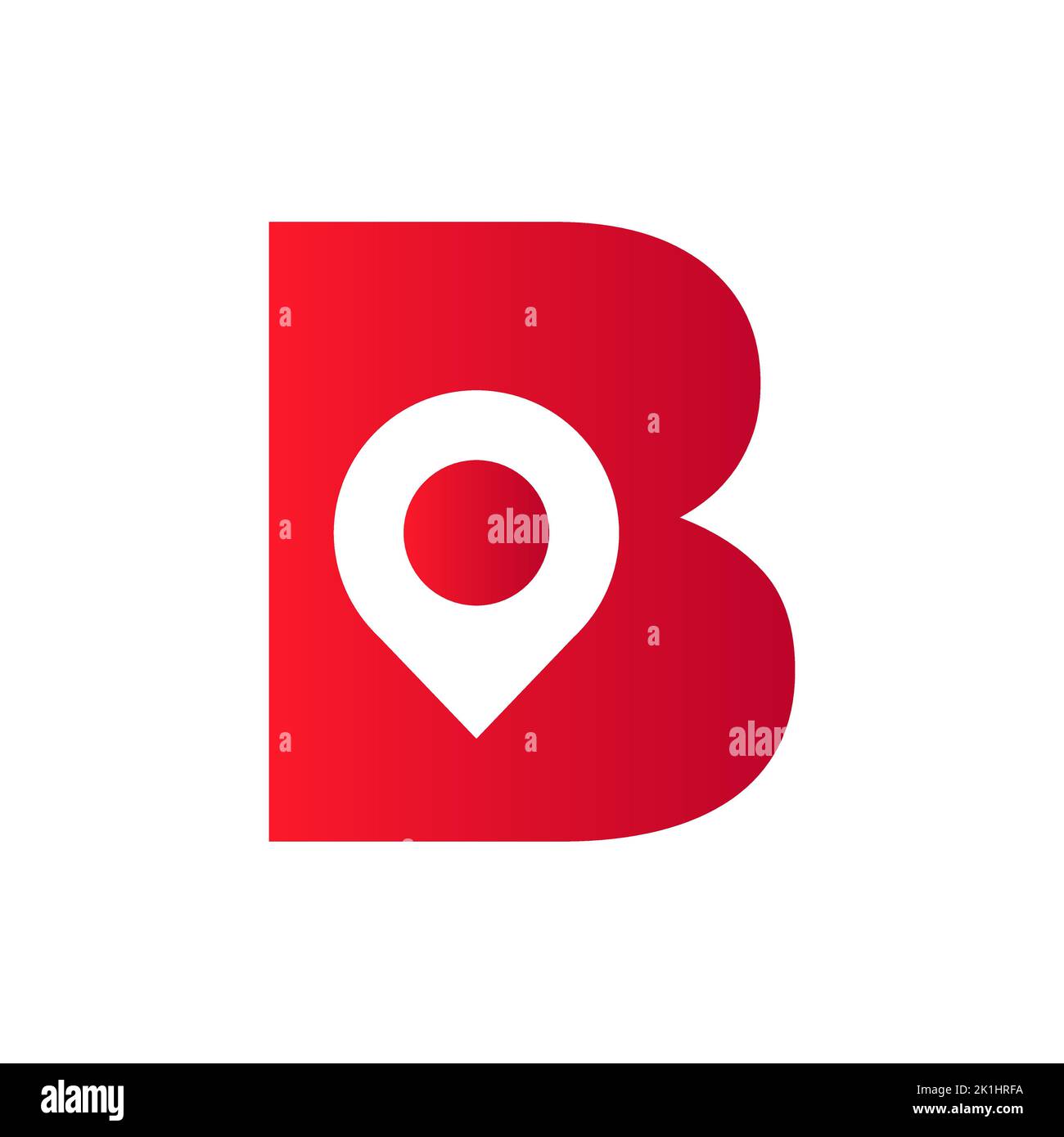 Lettera B posizione Logo Design Sign. Concetto di icona di posizione con alfabeto per modello vettoriale simbolo di direzione della strada Illustrazione Vettoriale