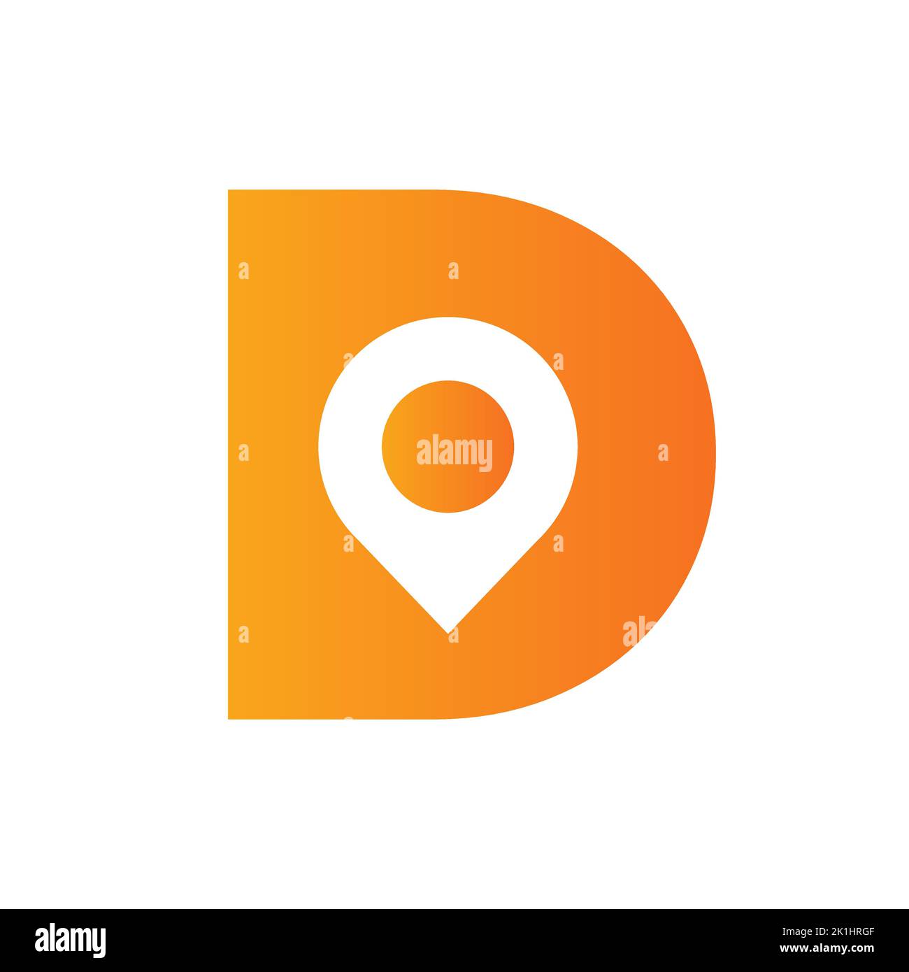 Lettera D posizione Logo Design Sign. Concetto di icona di posizione con alfabeto per modello vettoriale simbolo di direzione della strada Illustrazione Vettoriale