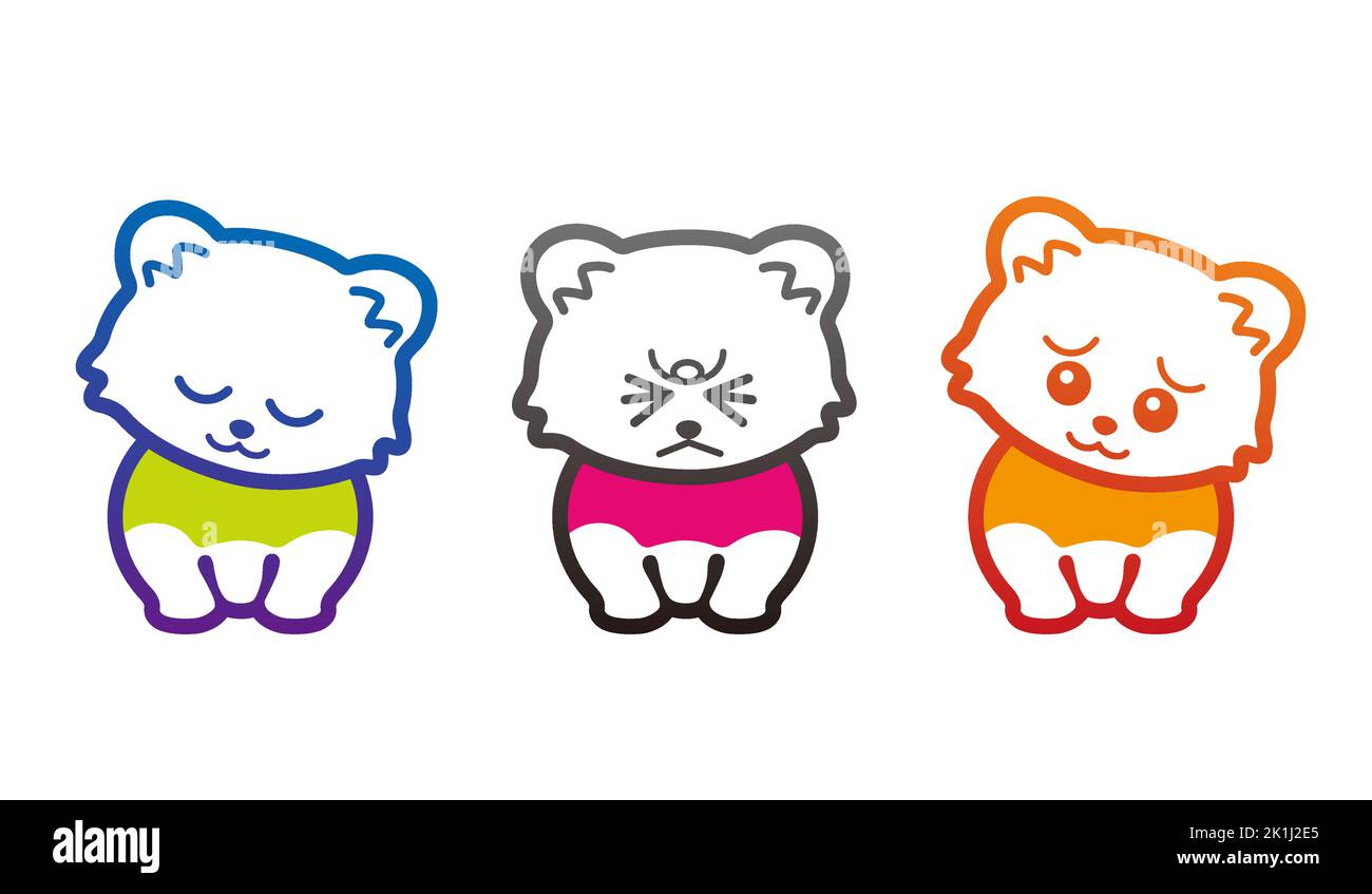 Set di gatti carini con espressioni facciali diverse. Illustrazione vettoriale isolata su sfondo bianco. Illustrazione Vettoriale