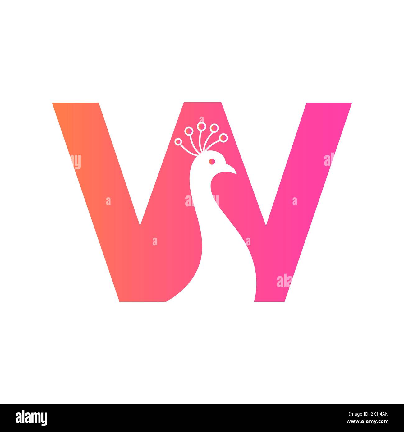 Lettera W Beautiful Peacock Logo Template Vector Template logotipo colorato Illustrazione Vettoriale