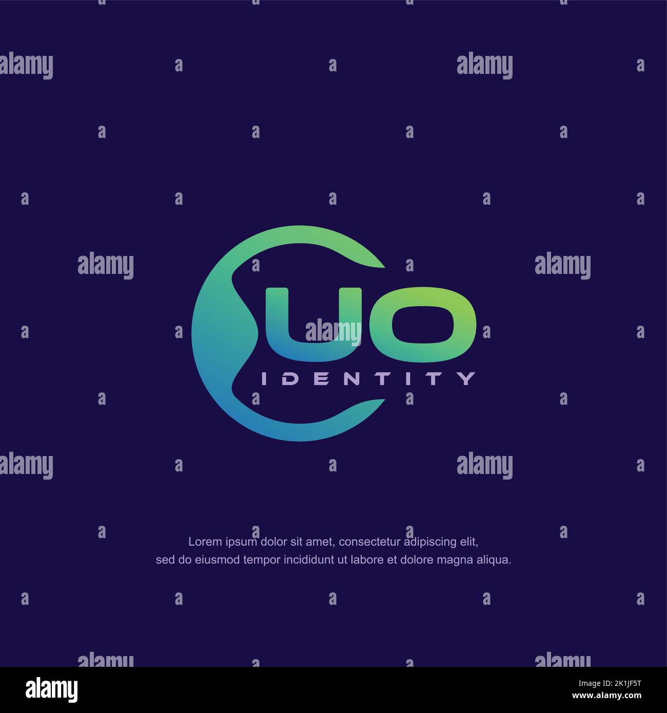 VETTORE modello logo linea circolare lettera INIZIALE UO con colore sfumato Illustrazione Vettoriale