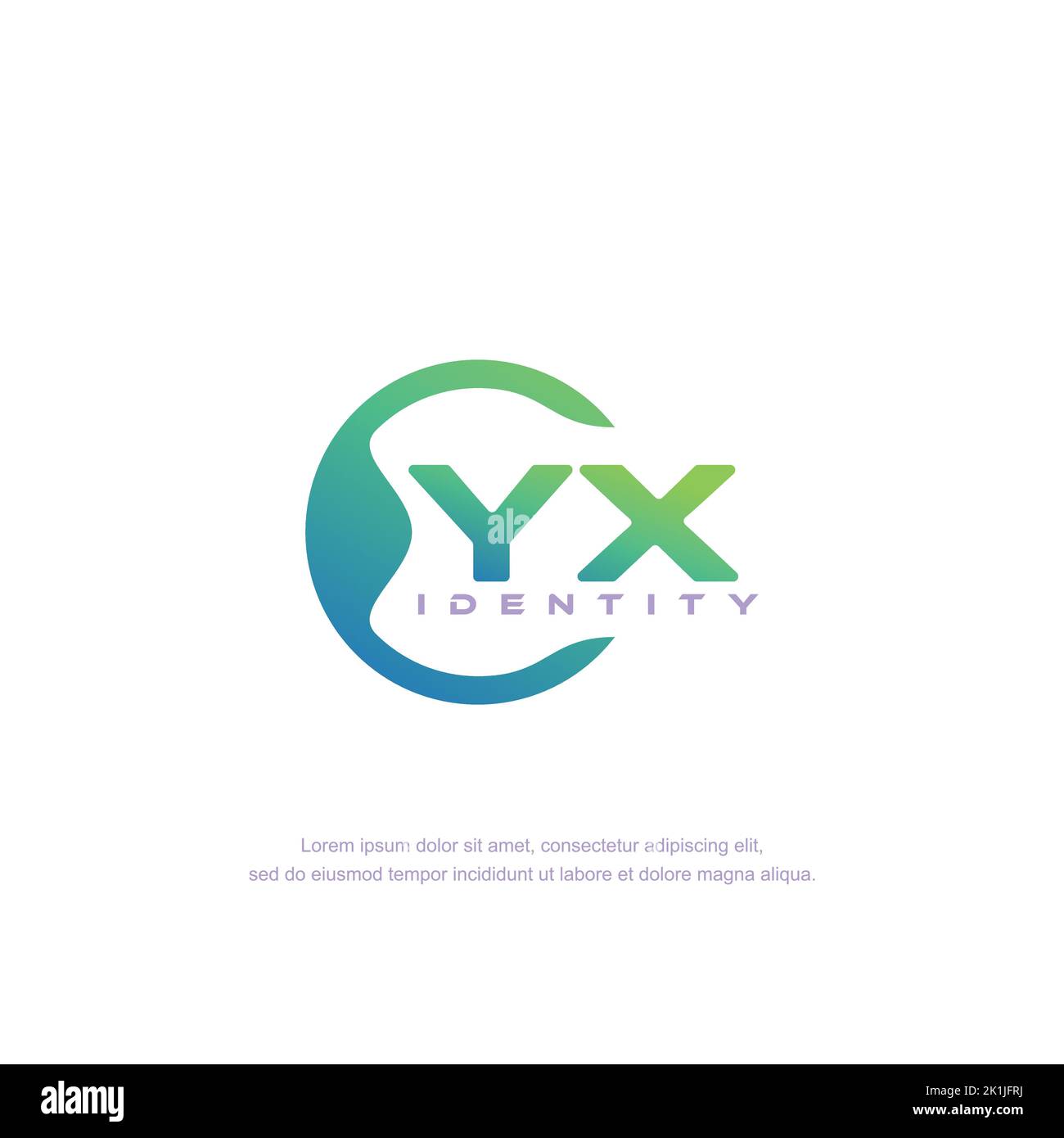 Vettore modello logo linea circolare lettera iniziale YX con colore sfumato Illustrazione Vettoriale