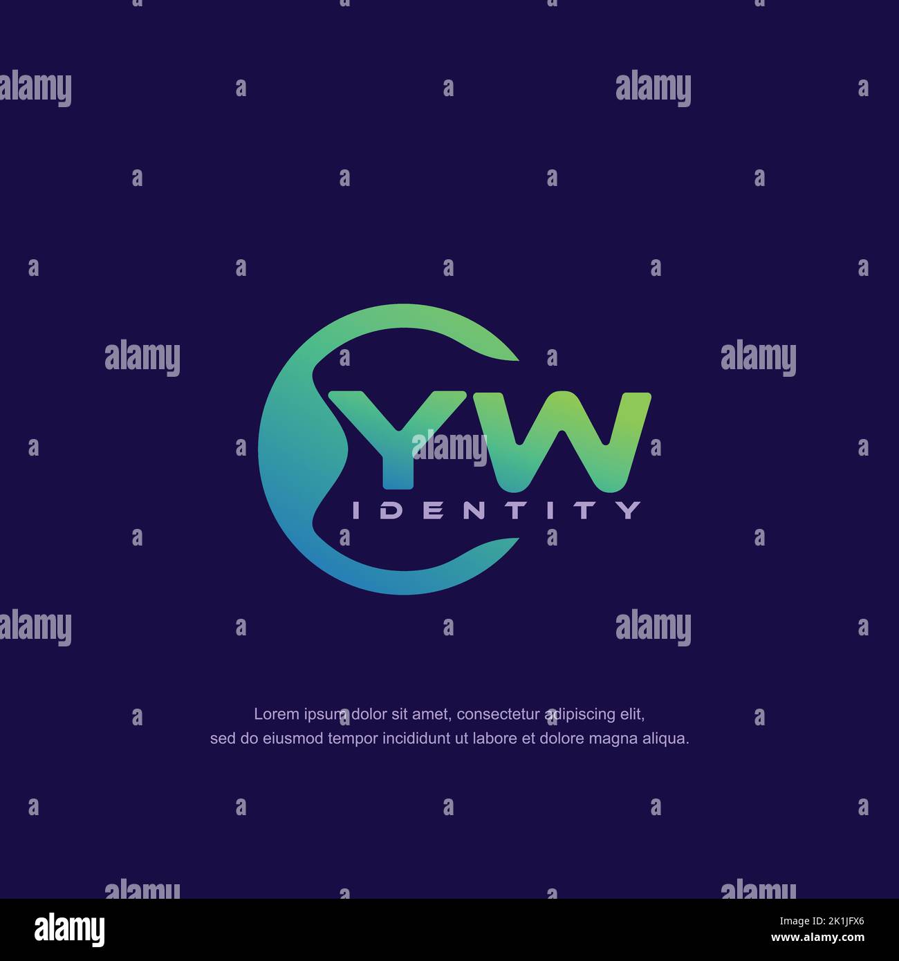 Vettore modello logo linea circolare lettera iniziale YW con colore sfumato Illustrazione Vettoriale