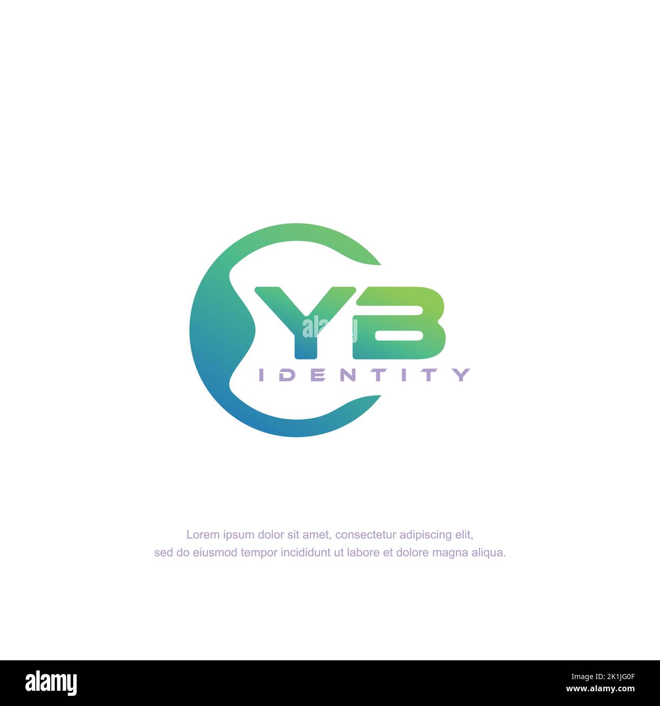 VETTORE modello di logo con linea circolare LETTERA INIZIALE YB con colore sfumato Illustrazione Vettoriale