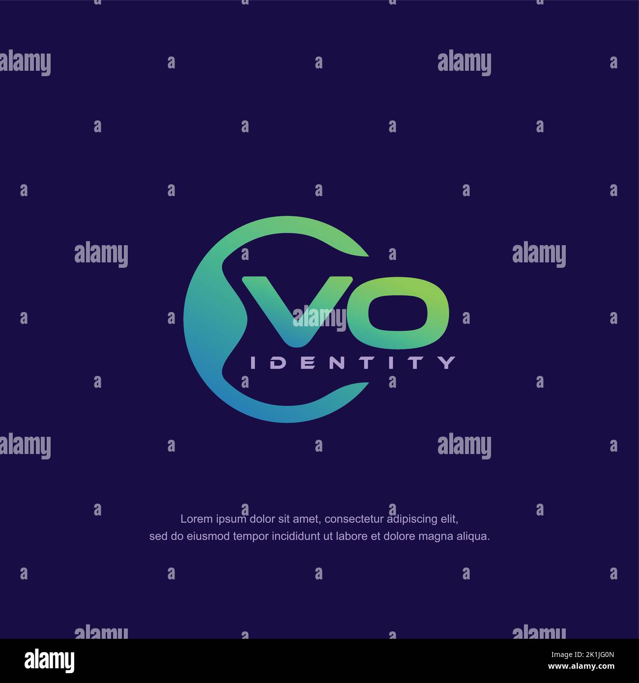 Vo vettore modello logo linea circolare lettera iniziale con colore sfumato Illustrazione Vettoriale