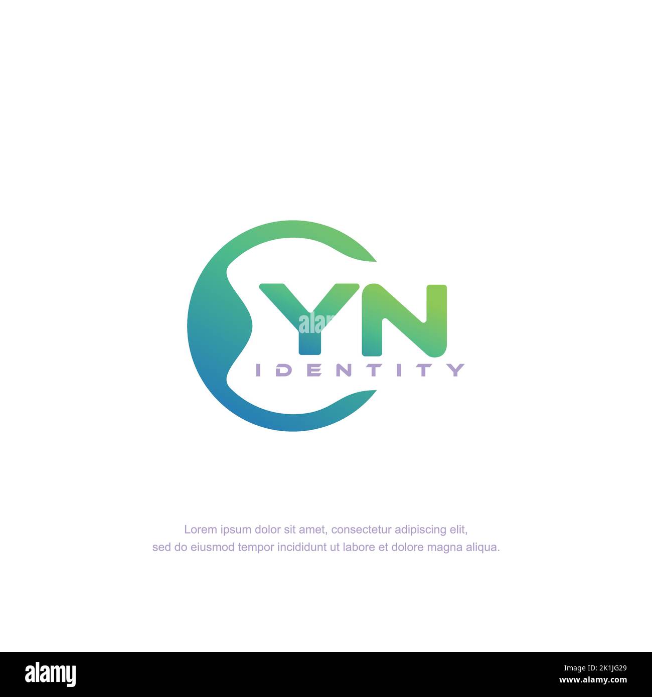 YN vettore modello logo linea circolare lettera iniziale con colore sfumato Illustrazione Vettoriale