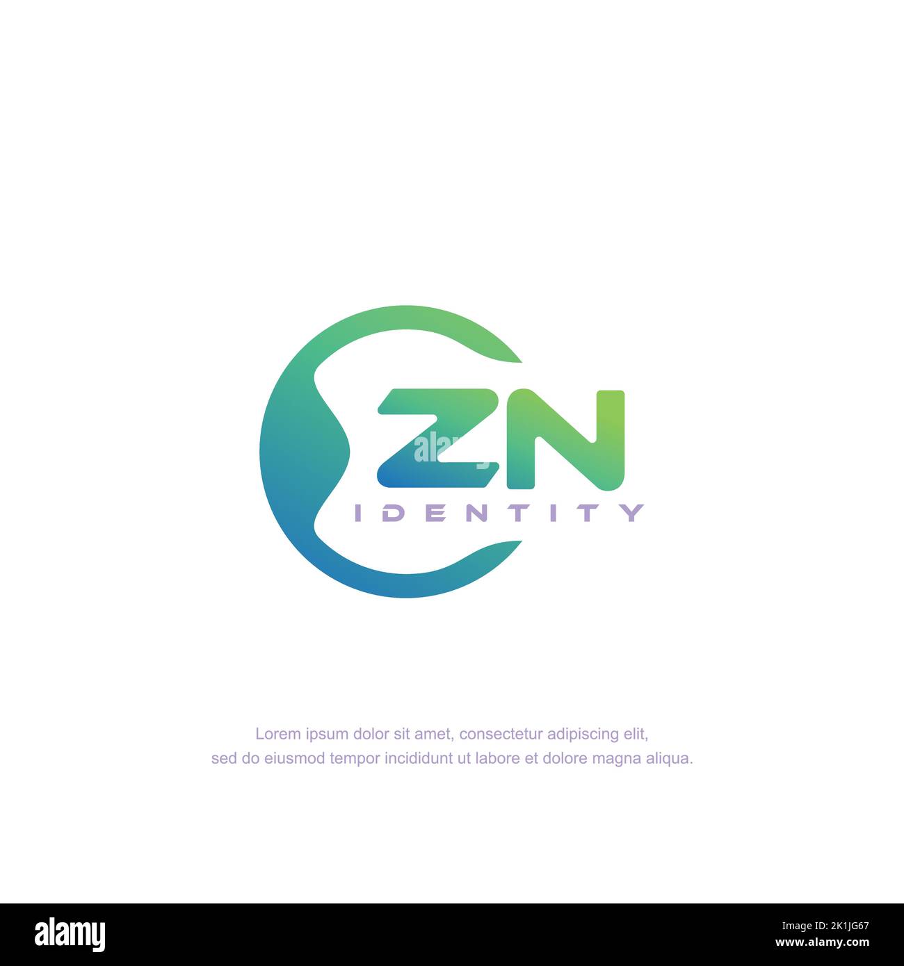 ZN vettore modello logo linea circolare lettera iniziale con colore sfumato Illustrazione Vettoriale