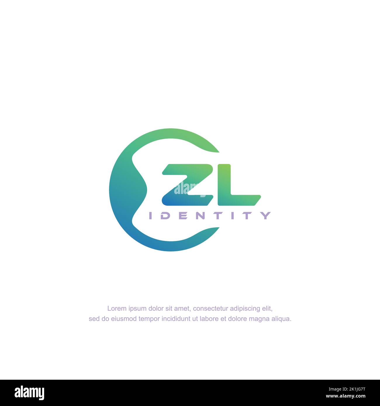 ZL vettore modello logo linea circolare lettera iniziale con colore sfumato Illustrazione Vettoriale