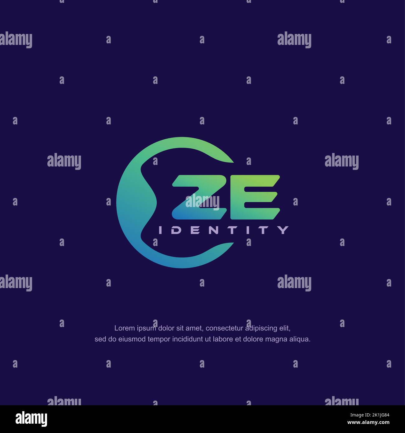 ZE vettore modello logo linea circolare lettera iniziale con colore sfumato Illustrazione Vettoriale