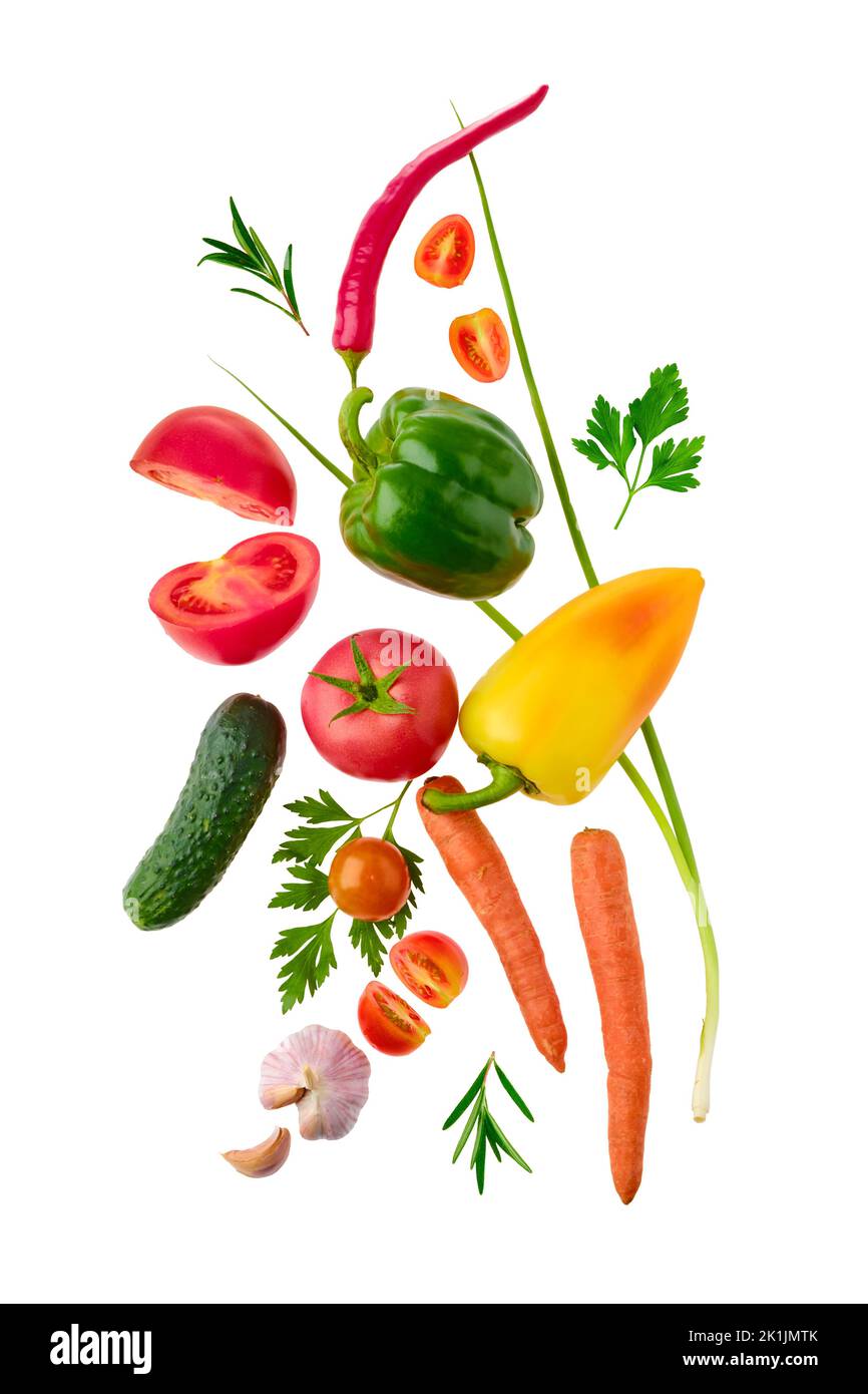 Concetto di giornata vegana mondiale, composizione con verdure ed erbe varie Foto Stock