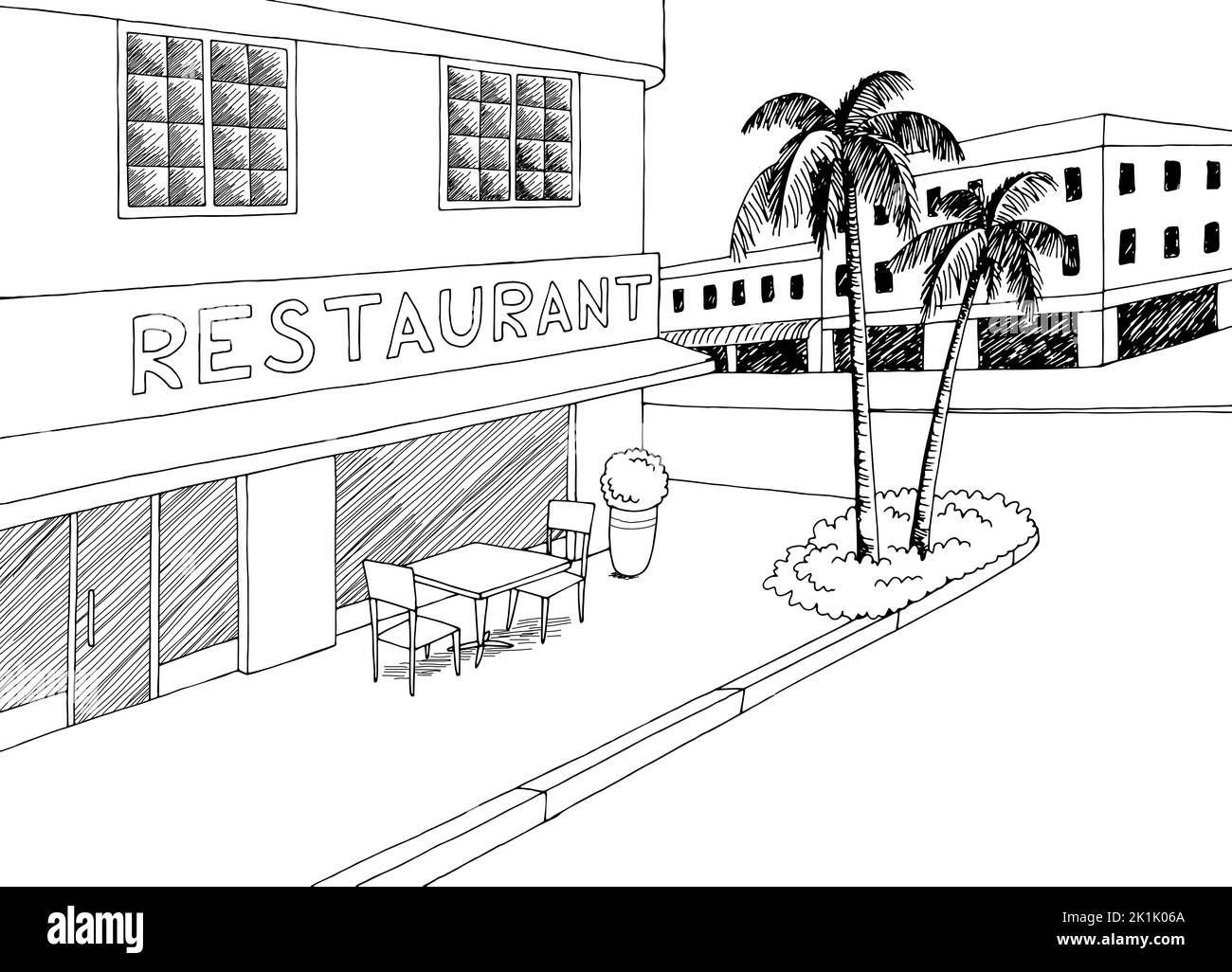 Street graphic nero bianco città paesaggio disegno vettore di illustrazione Illustrazione Vettoriale