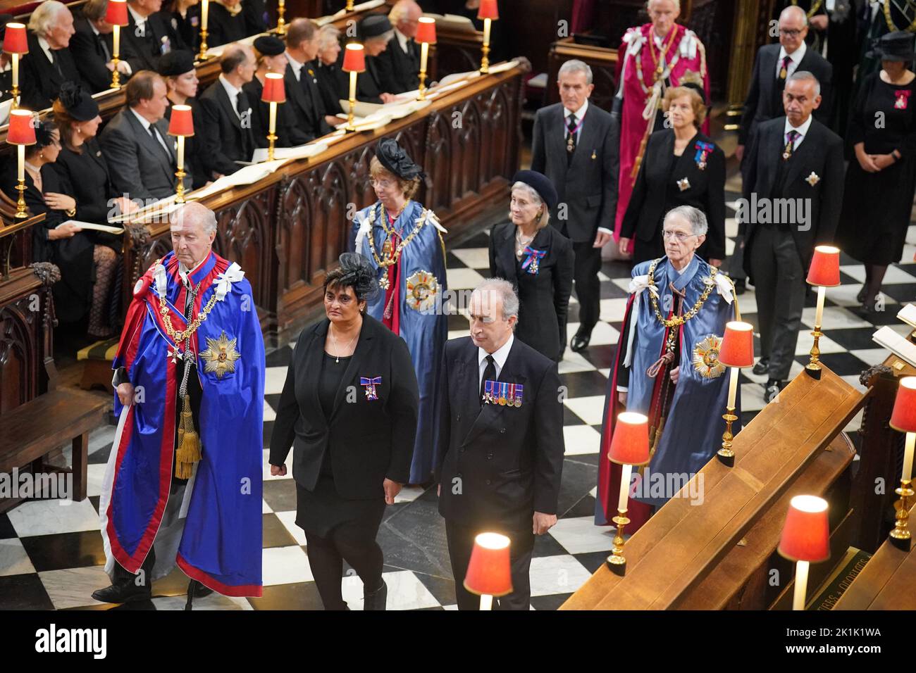 Gli ospiti arrivano al funerale di Stato della Regina Elisabetta II, tenuto all'Abbazia di Westminster, Londra. Data immagine: Lunedì 19 settembre 2022. Foto Stock