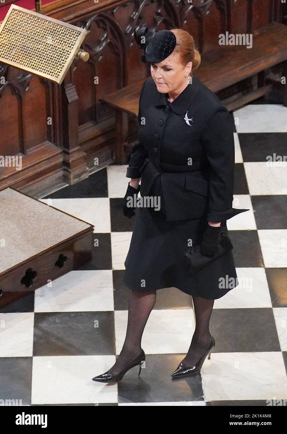 Sarah, Duchessa di York, arriva al funerale di Stato della Regina Elisabetta II, tenuto presso l'Abbazia di Westminster, Londra. Data immagine: Lunedì 19 settembre 2022. Foto Stock