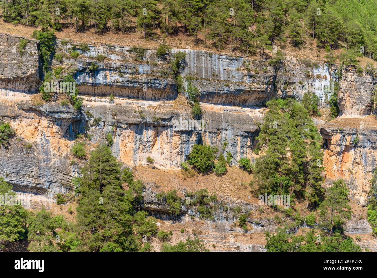 Sentiero escursionistico conosciuto come Escalerón la Raya a Uña. Parco Naturale di Serranía de Cuenca, Spagna Foto Stock