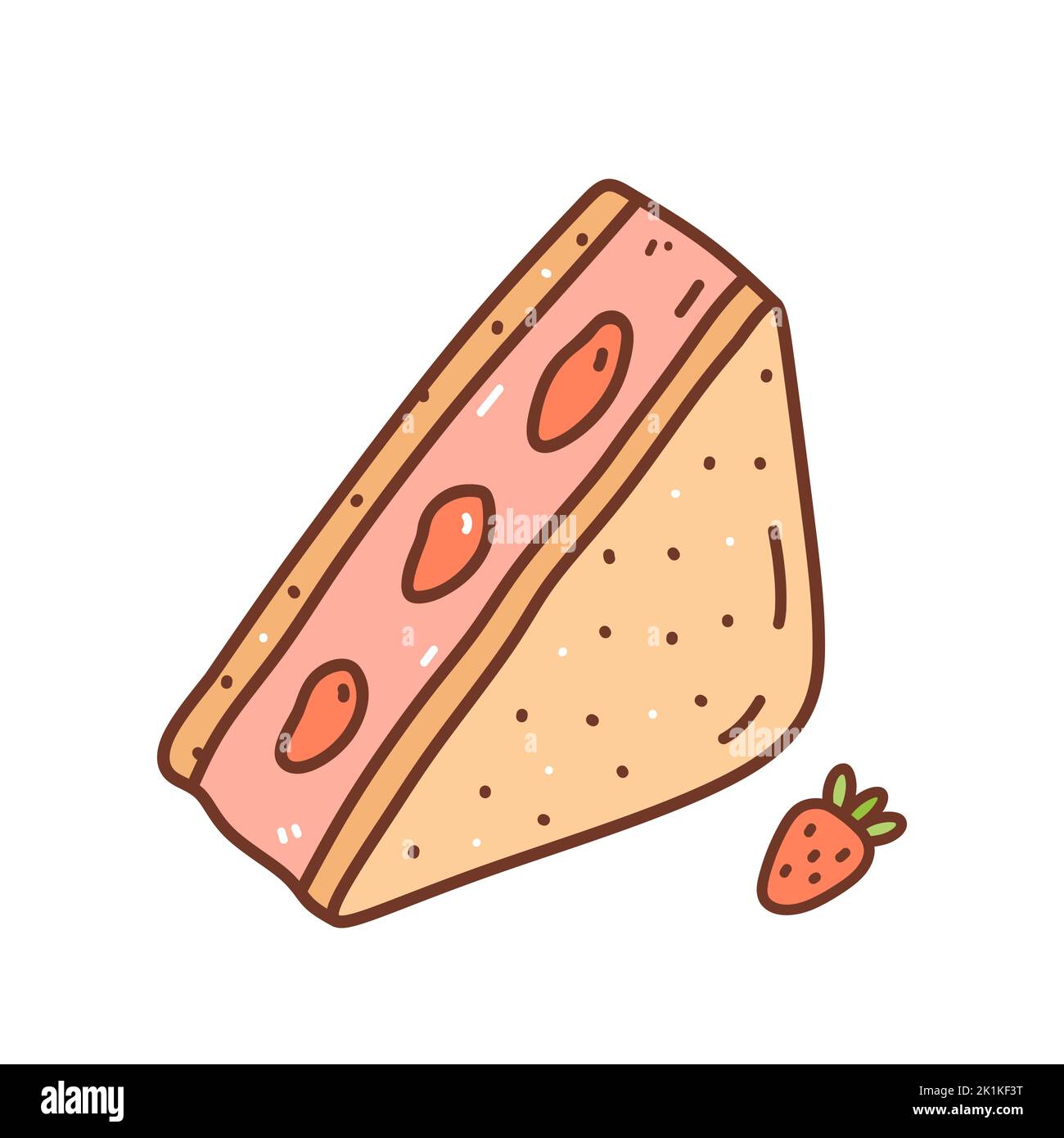 Panino di frutta con crema e fragole isolate su fondo bianco. Disegno vettoriale a mano in stile doodle. Perfetto per vari design, Illustrazione Vettoriale Panino di frutta con crema e fragole isolate su fondo bianco. Disegno vettoriale a mano in stile doodle. Perfetto per vari design, Illustrazione Vettoriale