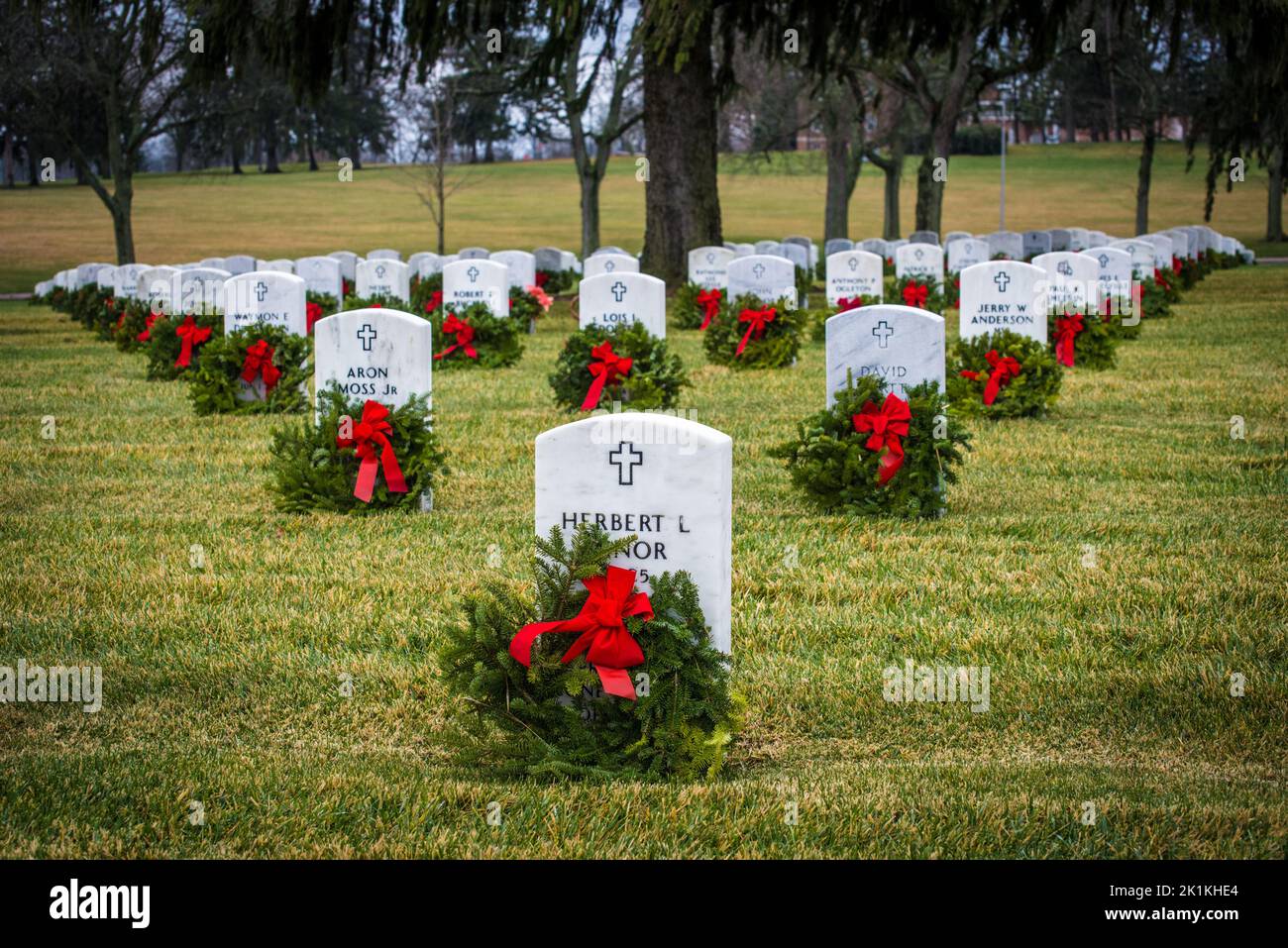 Corone in tutta l'America - Dayton National Cemetery - Ohio Foto Stock