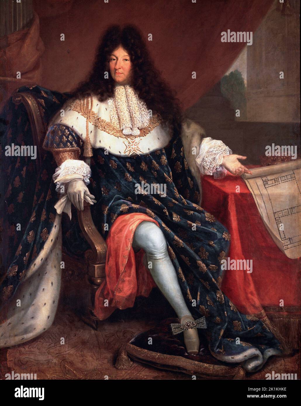 Portrait en pied de Louis XIV (1638-1715) Peinture de Nicolas Rene Jollain le Vieux, 17eme siecle. Huile sur toile. Versailles, Musee du Chateau Foto Stock