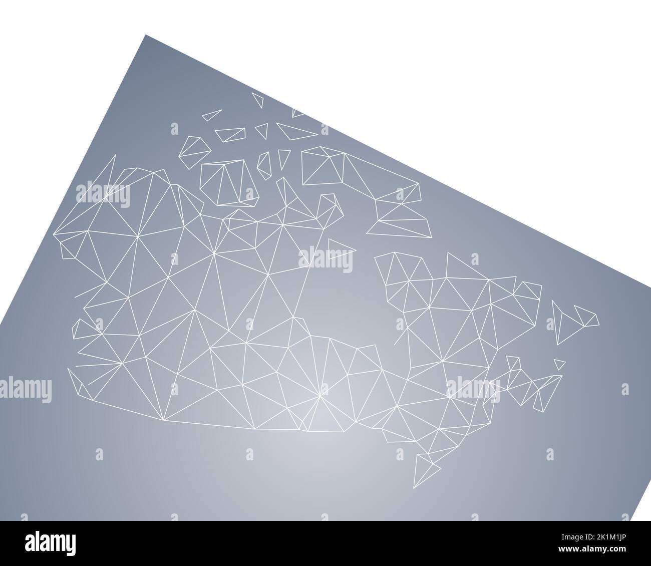 Mappa poligonale del Canada. Mappa vettoriale astratta dei punti geometrici connessi. Polystyle basso. Illustrazione Vettoriale