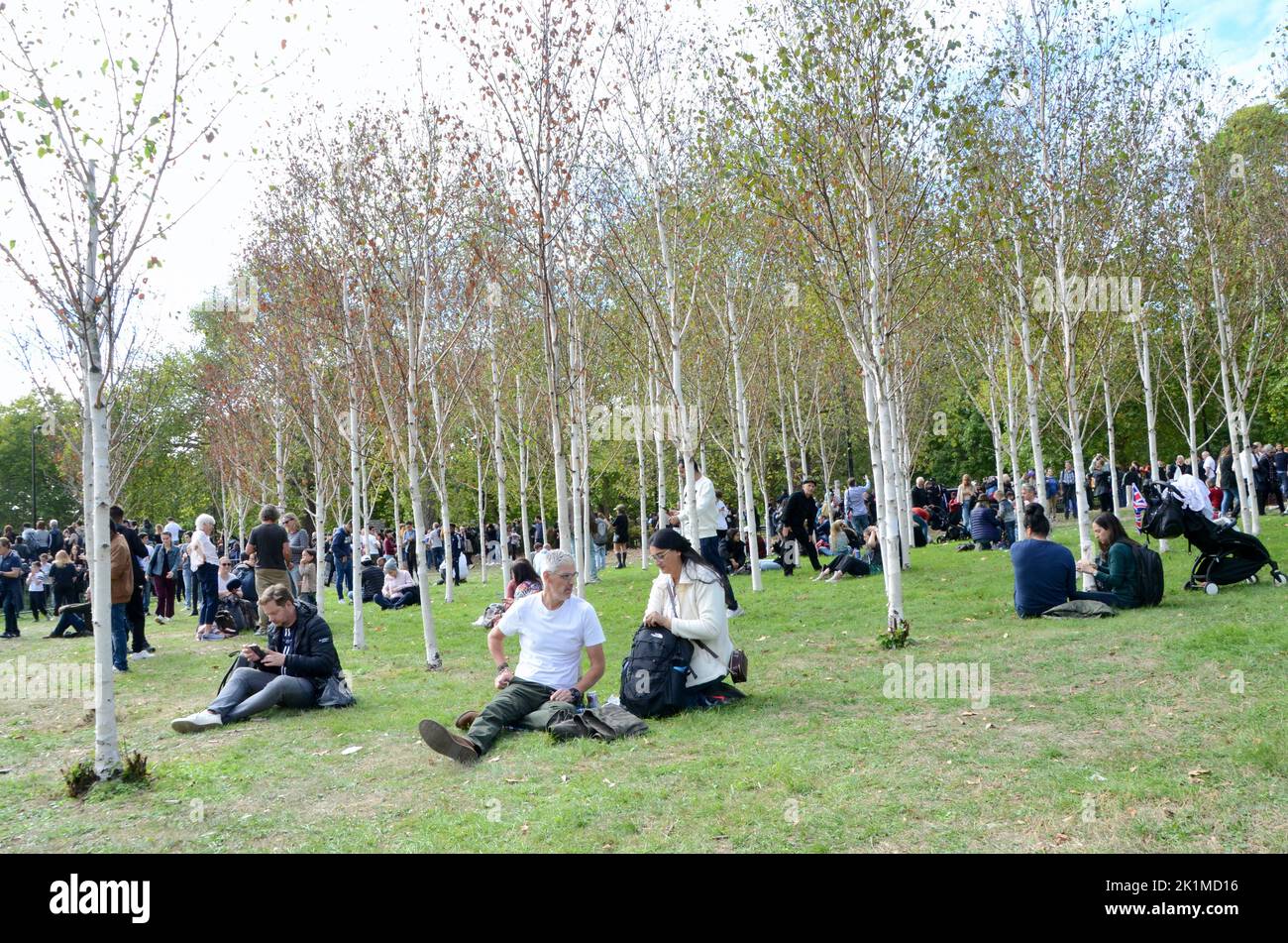 park Lane vicino all'arco di wellington; scene dal centro di londra in occasione del funerale della regina Elisabetta 2 19th settembre 2022 Foto Stock