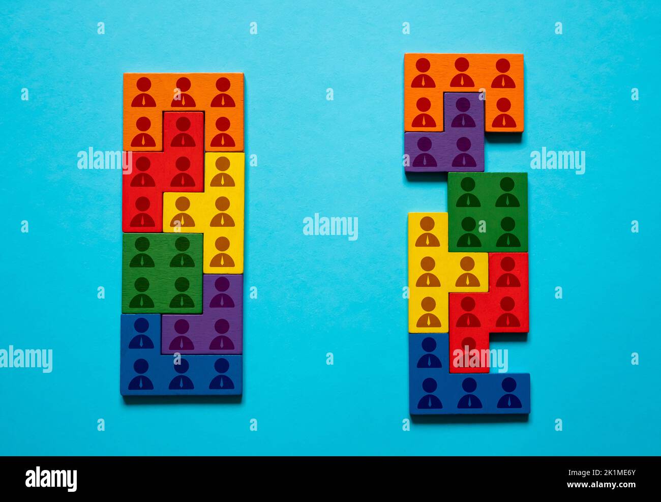 Un'azienda ben organizzata preforma una migliore efficienza del lavoro. Ristrutturazione della struttura gerarchica dei reparti. Riduzione del personale. Miglioramento degli interacti Foto Stock