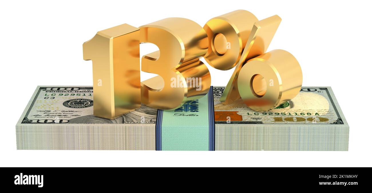 Il numero 13% in più di 100 dollari fatture. Foto Stock