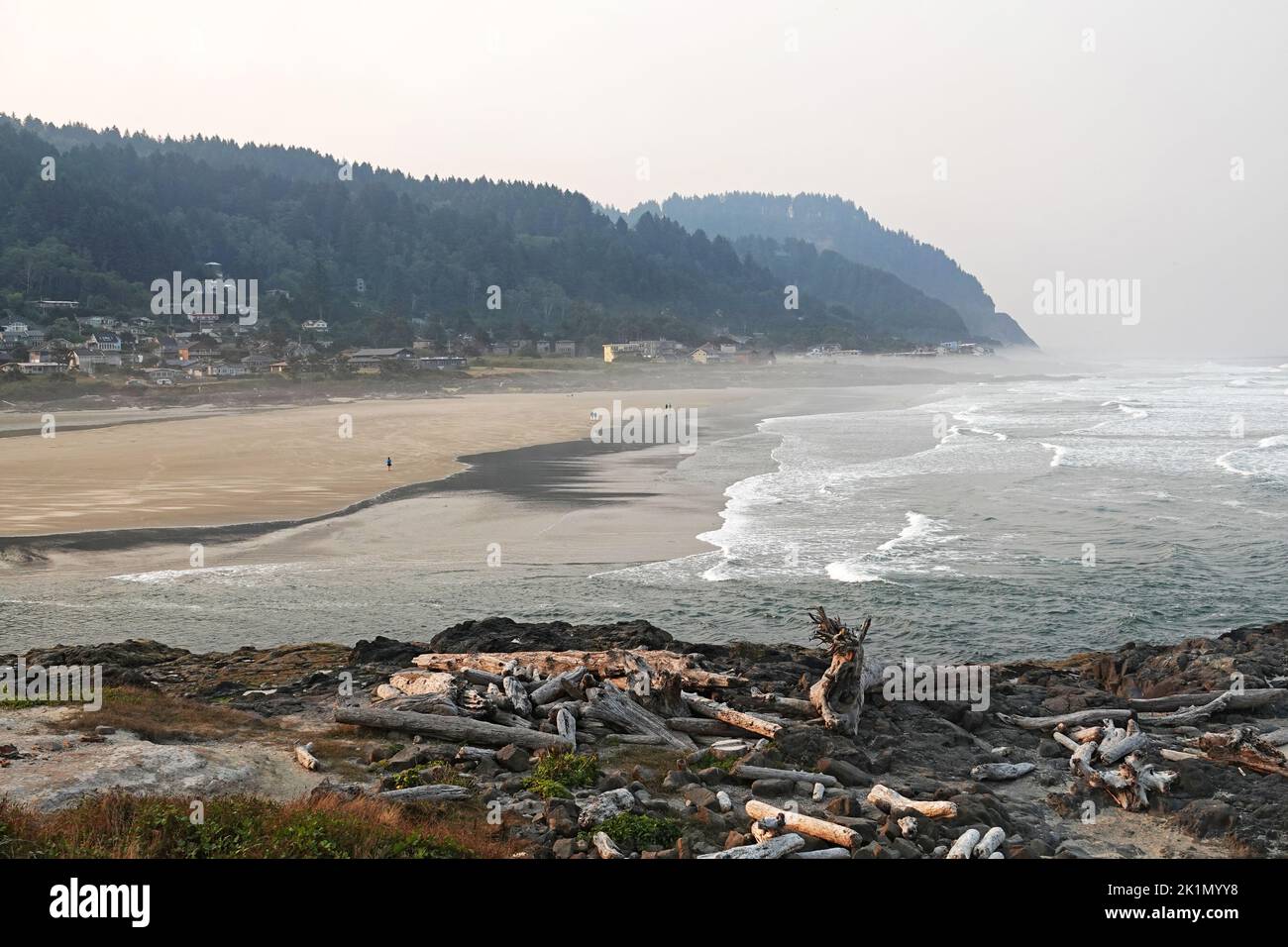 Spiaggia dell'Oceano Pacifico vicino a Seal Rock, Oregon, la mattina presto. Foto Stock