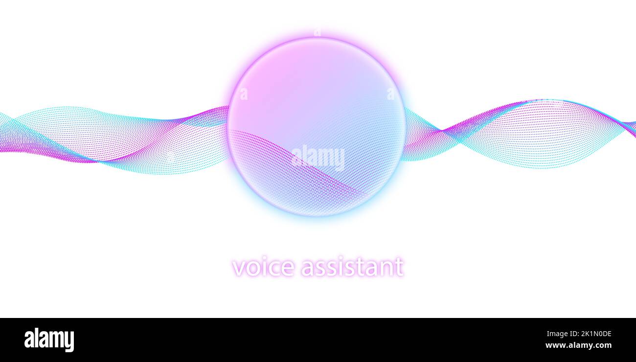 Assistente personale. Concetto di intelligenza artificiale. Riconoscimento vocale. Onda sonora con imitazione della voce o del suono. Simulazione del riconoscimento vocale. Foto Stock