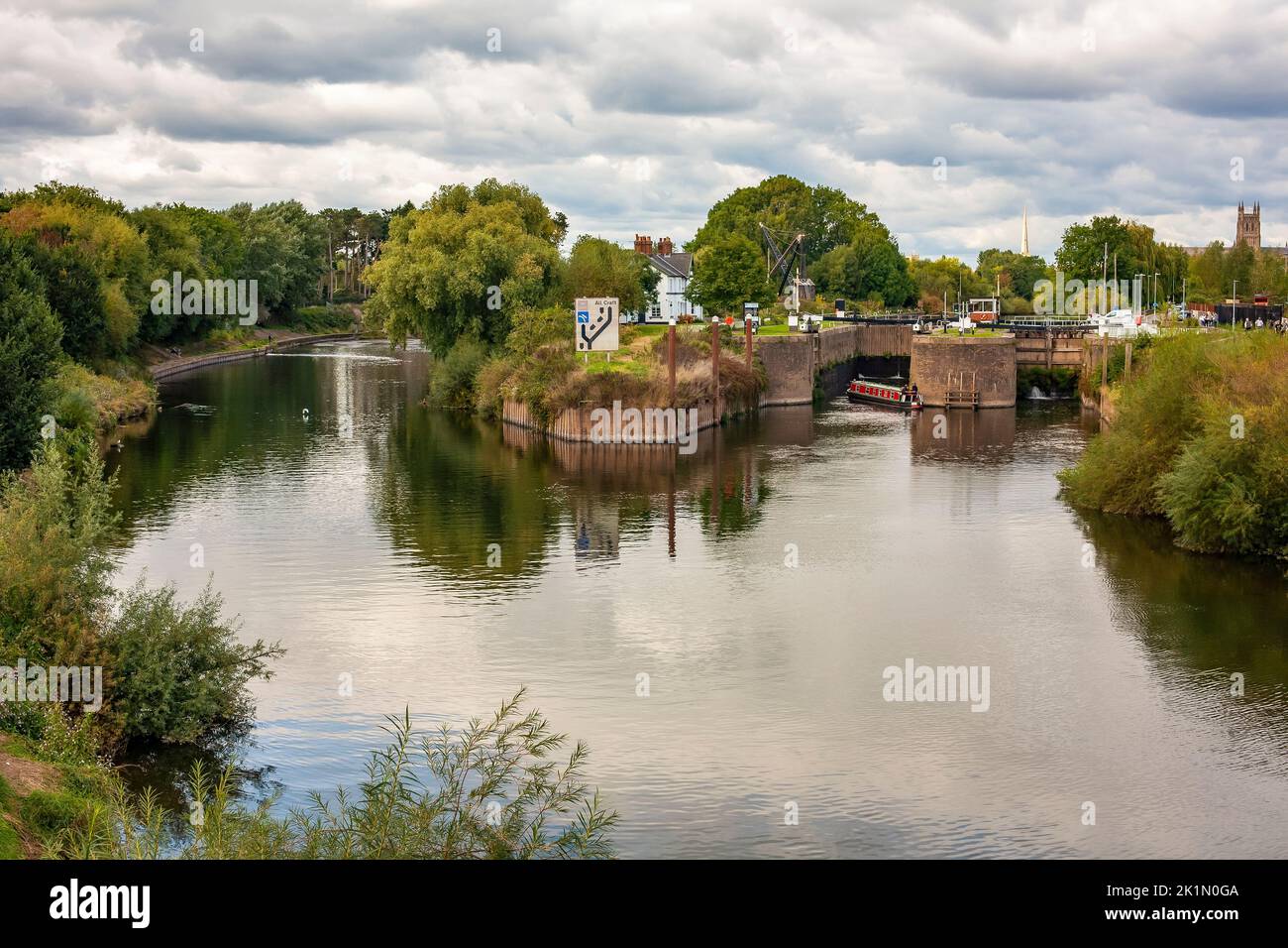 Diglis Lock River Severn Worcester Worcestershire Foto Stock