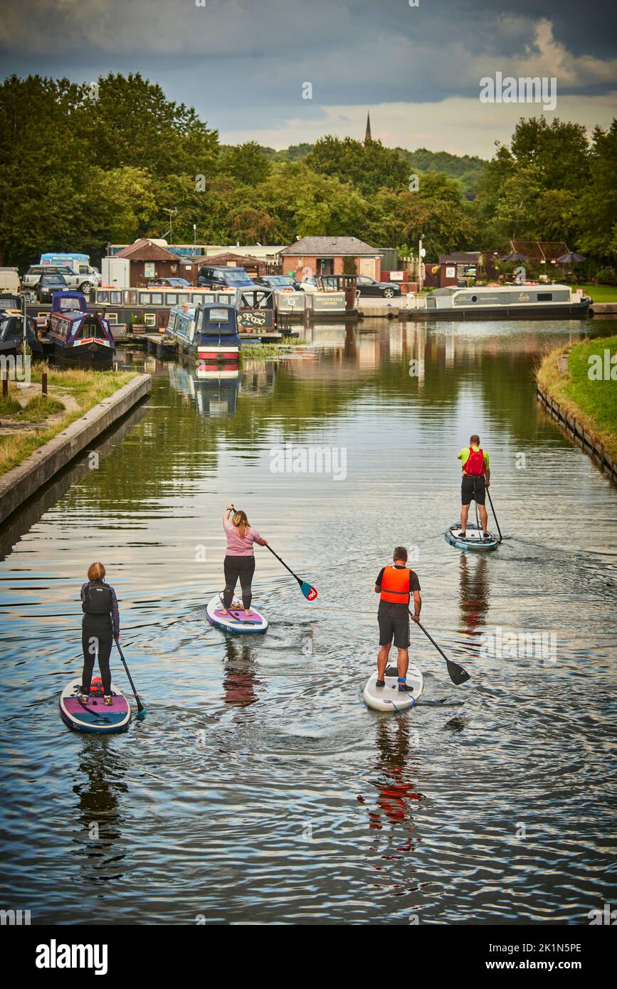 Bridgewater Canal a Worsley, GTR Manchester Moorings area Boothstown Foto Stock