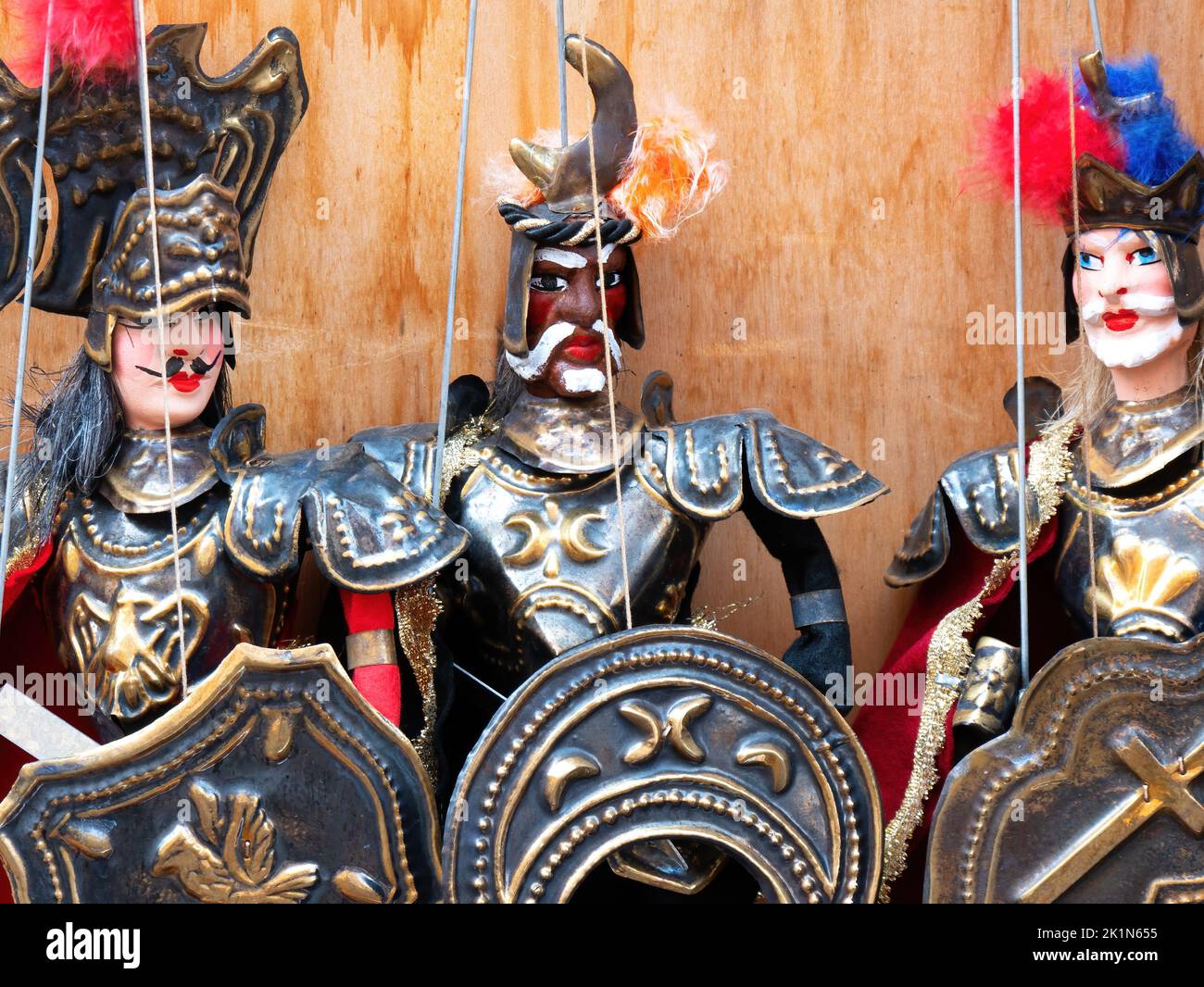Marionette tradizionali siciliane utilizzate per l'Opera dei Pupi Foto Stock