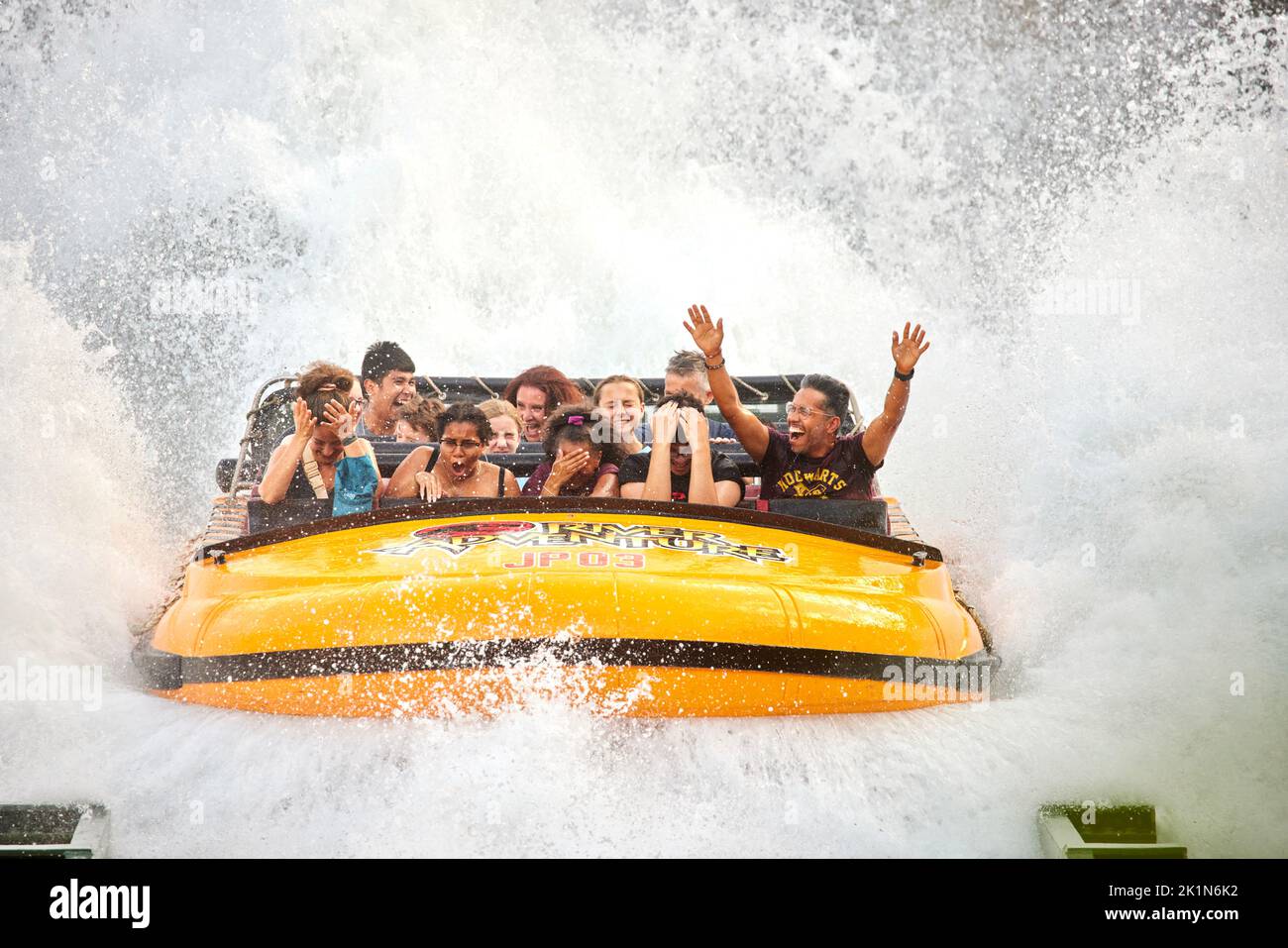 Universal Studios Florida parco a tema Jurassic Park River Adventure Water Ride Foto Stock