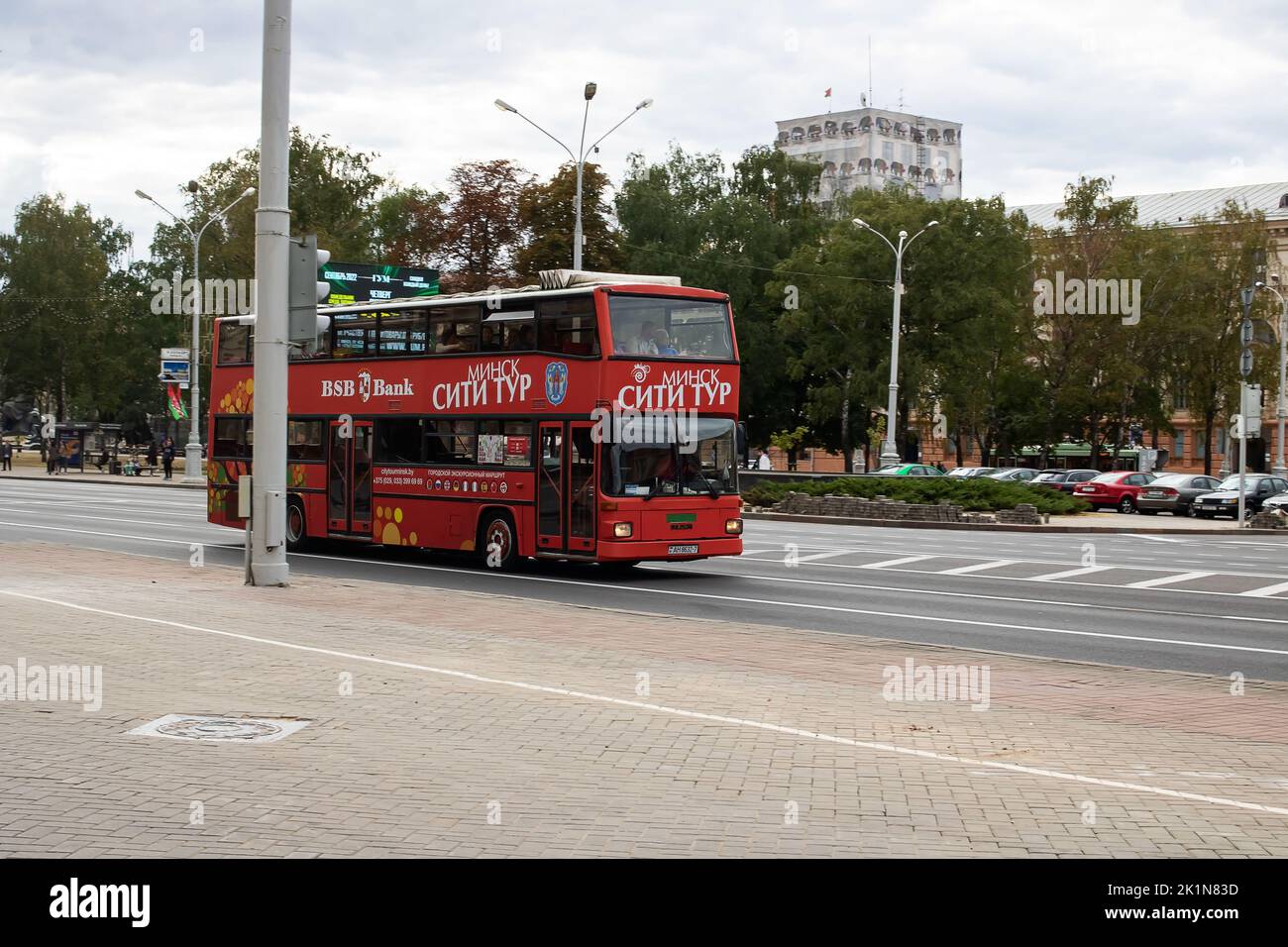 Bielorussia, Minsk - 03 settembre 2022: Autobus a due piani Minsk Foto Stock