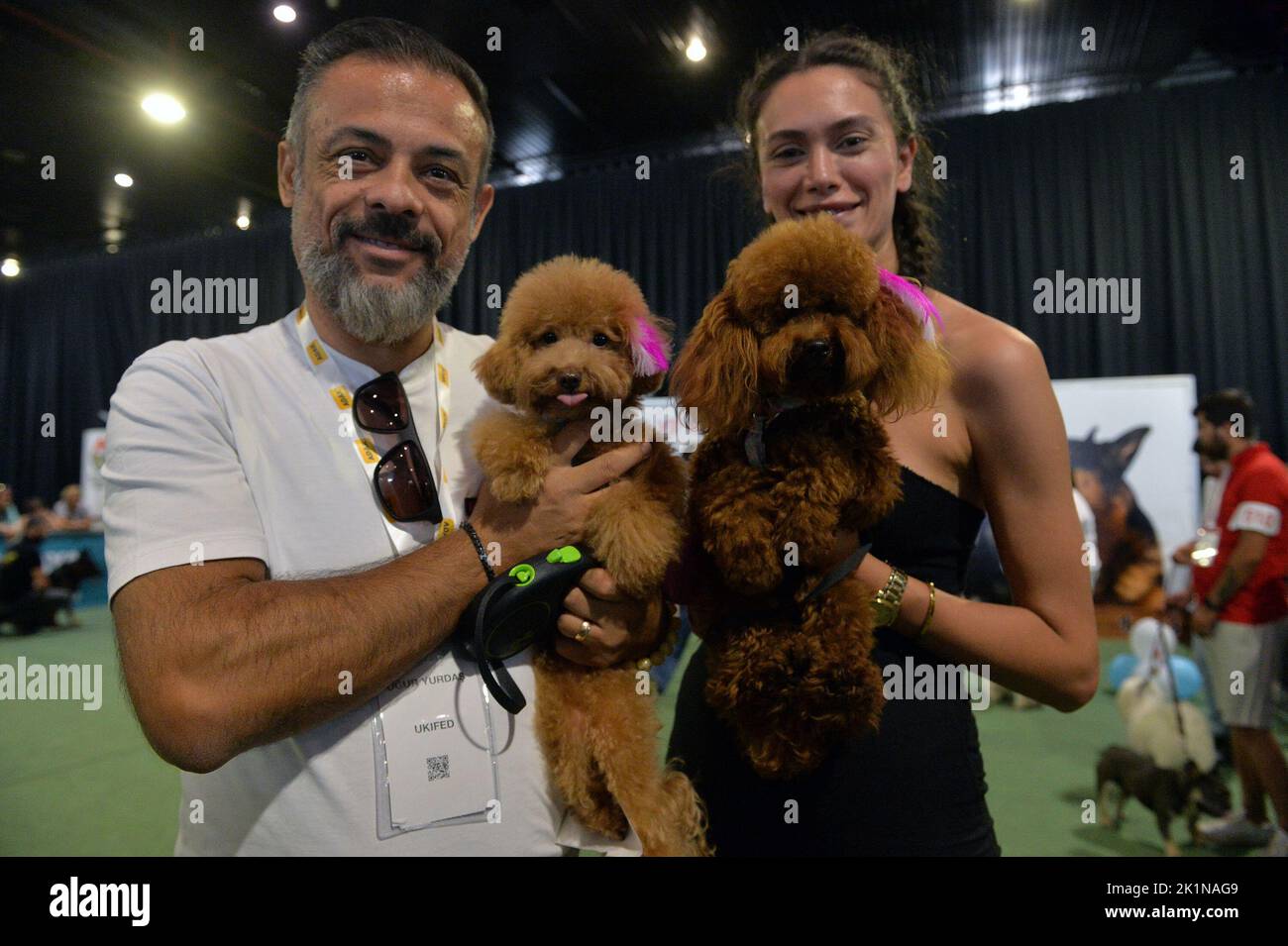 Ankara, T¨¹rkiye. 18th Set, 2022. La gente mostra i cani da compagnia al PETZOO, un evento del fine settimana ospitato ad Ankara, T¨¹rkiye, come la più grande fiera del paese per gli animali domestici, il 18 settembre 2022. Credit: Mustafa Kaya/Xinhua/Alamy Live News Foto Stock Ankara, T¨¹rkiye. 18th Set, 2022. La gente mostra i cani da compagnia al PETZOO, un evento del fine settimana ospitato ad Ankara, T¨¹rkiye, come la più grande fiera del paese per gli animali domestici, il 18 settembre 2022. Credit: Mustafa Kaya/Xinhua/Alamy Live News Foto Stock