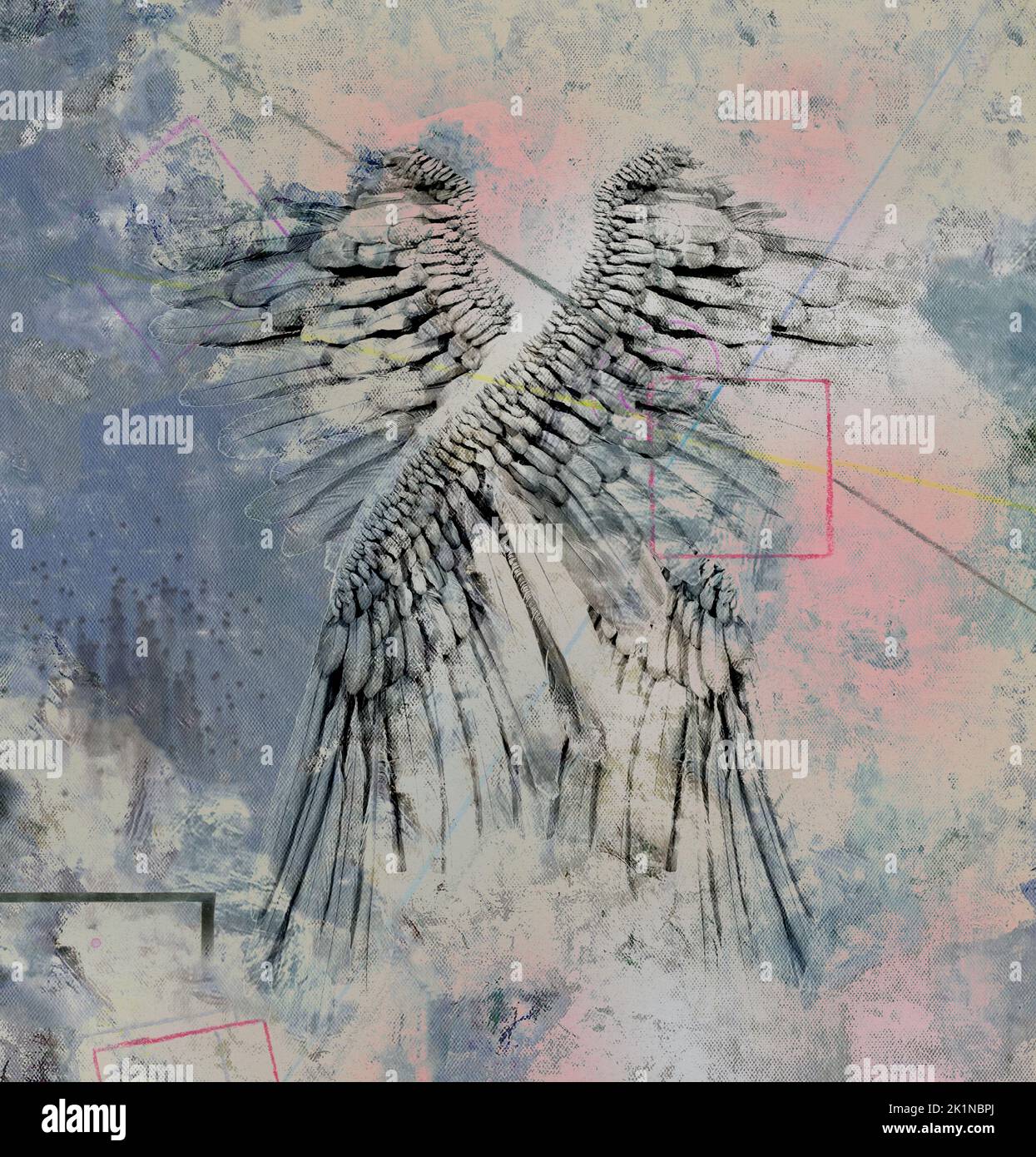 Art. Oscura moderna Angel Wings. Rendering 3D Foto Stock