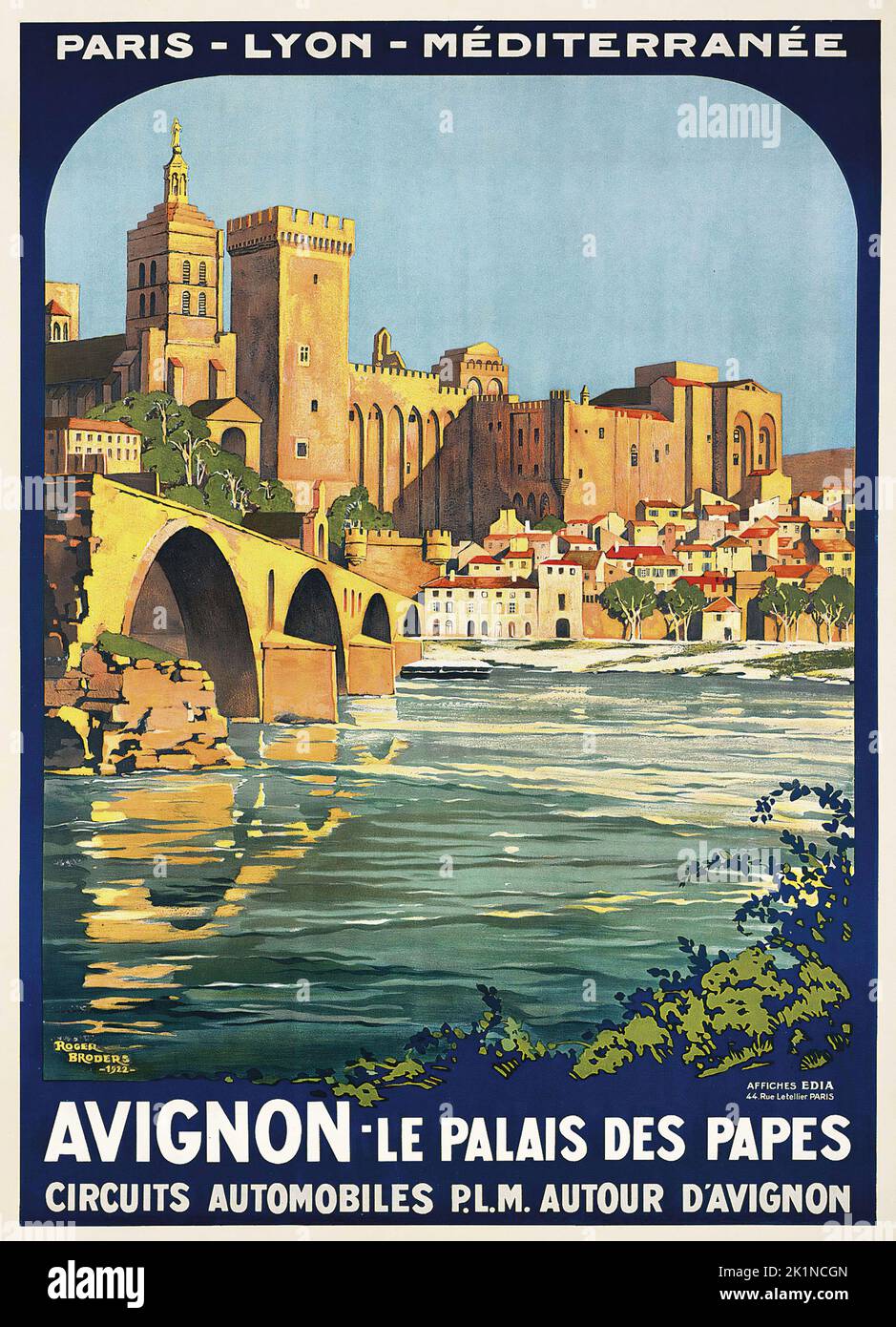 Poster di viaggio d'epoca - Roger Broders AVIGNONE 1922 Foto Stock