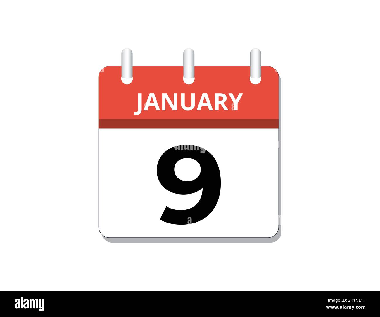 Gennaio, 9th vettore icona calendario, concetto di pianificazione, business e compiti Illustrazione Vettoriale