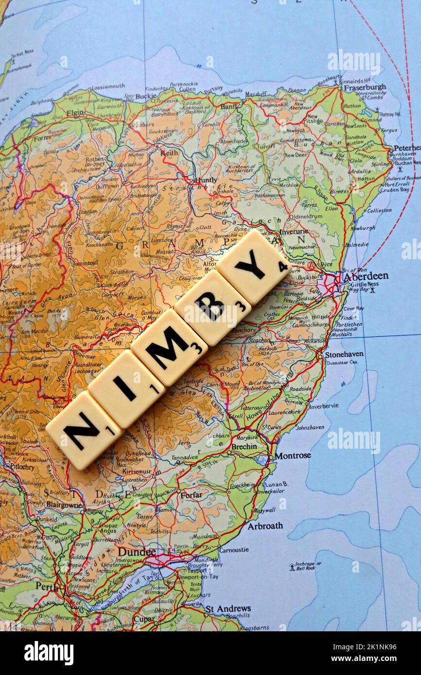 Scozia nord-orientale Aberdeen NIMBY - non nel mio cortile, come LA BANANA - costruire assolutamente nulla vicino a nulla Foto Stock