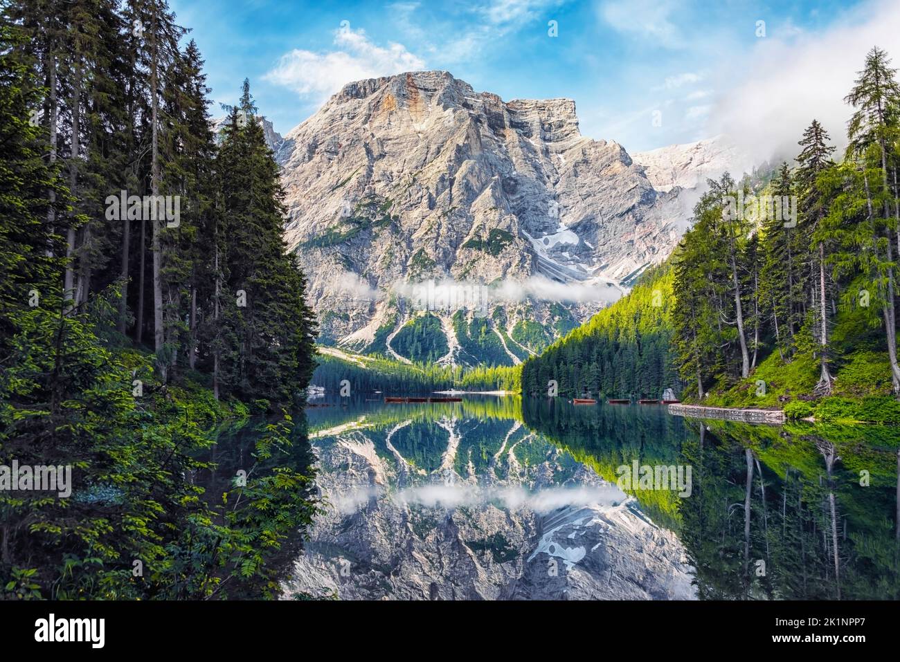 Lago di Braies - Pragser Wildsee, Alto Adige, Italia Foto Stock
