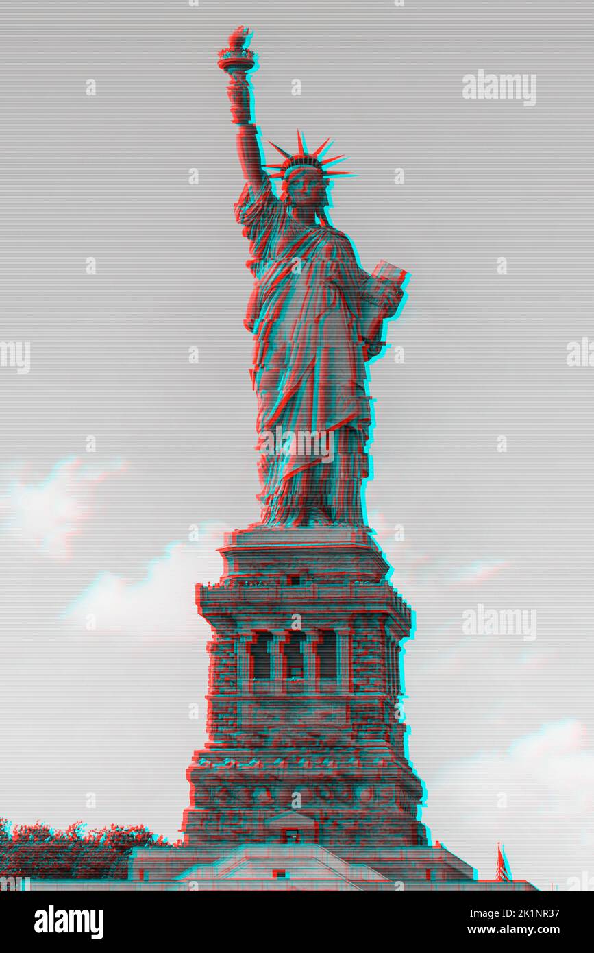 Statua della libertà a New York City - EFFETTO GLITCH Foto Stock