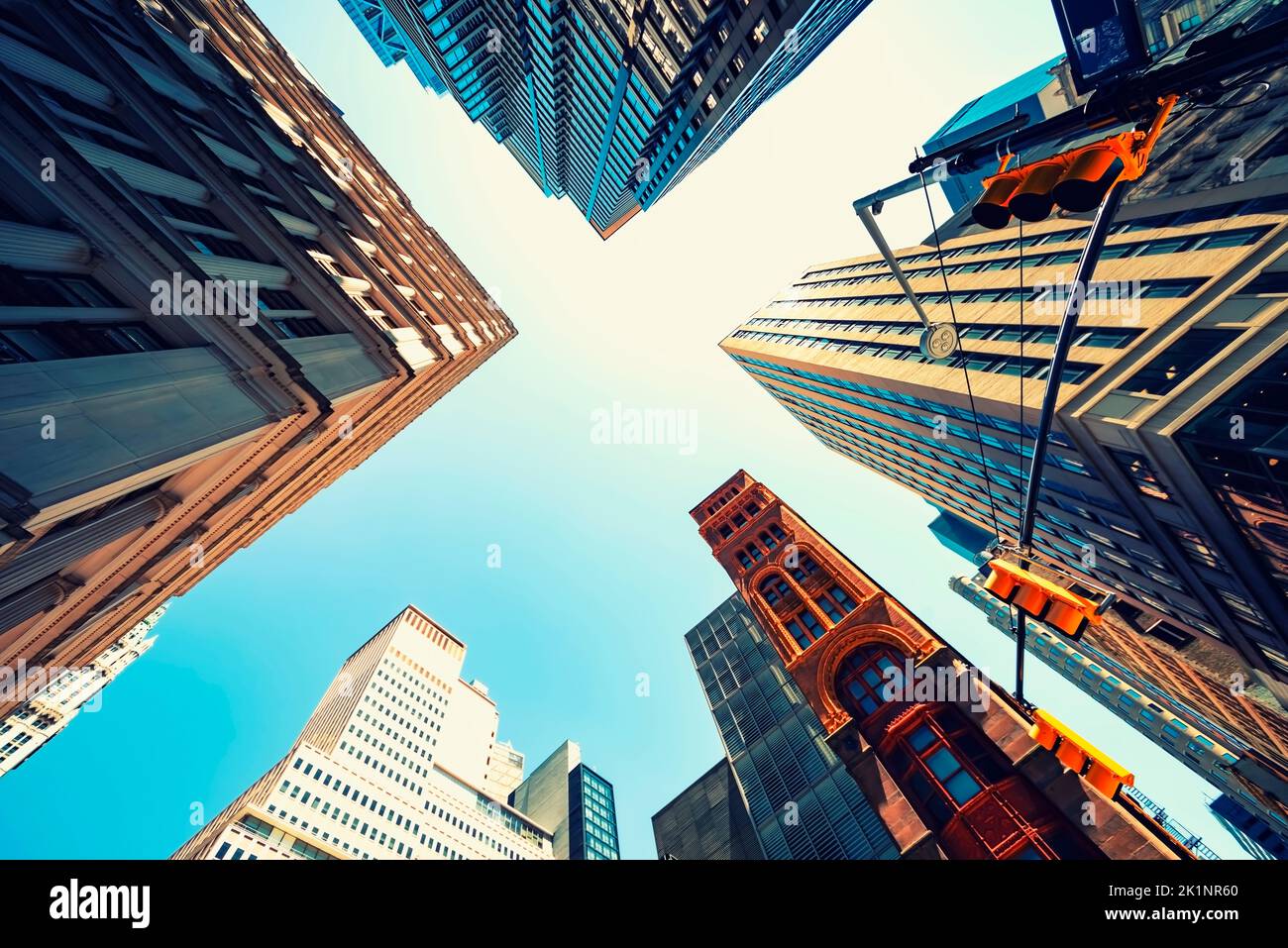 Gli edifici si trovano all'angolo di Manhattan, New York City Foto Stock
