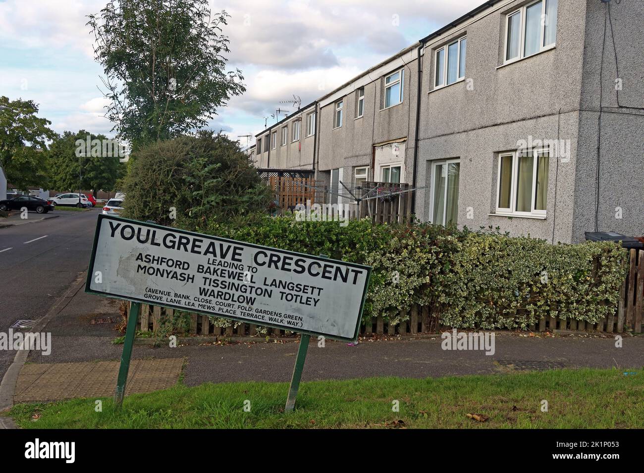 Youlgreave Crescent, Gamesley, High Peak, Derbyshire, Inghilterra, REGNO UNITO, SK13 0AG Foto Stock